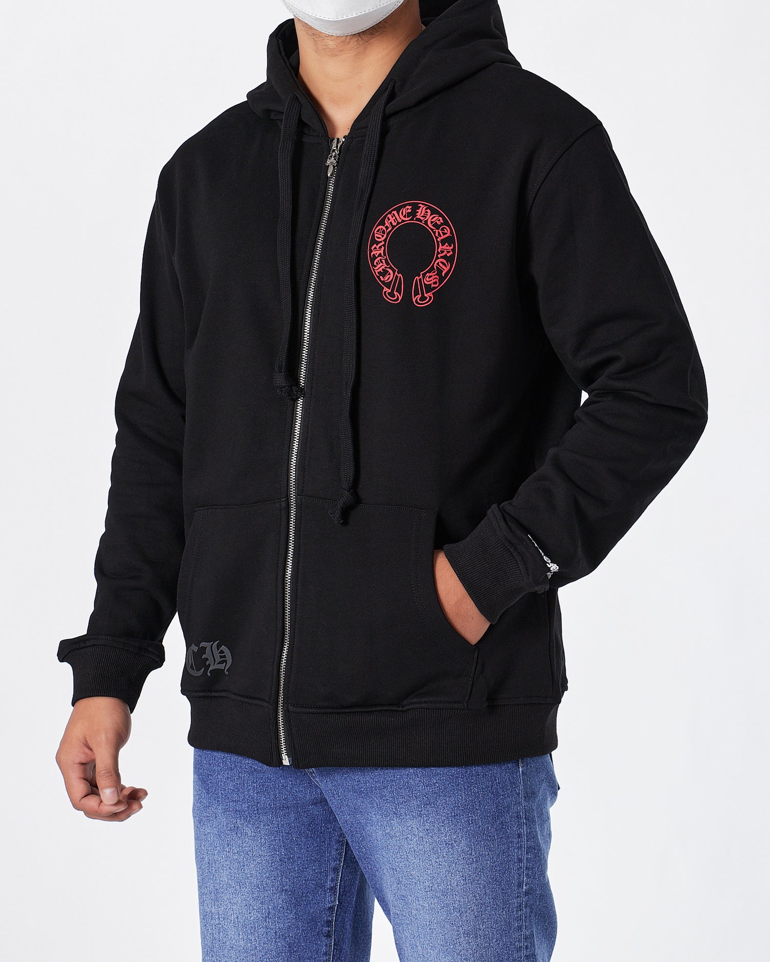 CH Front And Back Logo Printed Men Black Hoodie 39.90