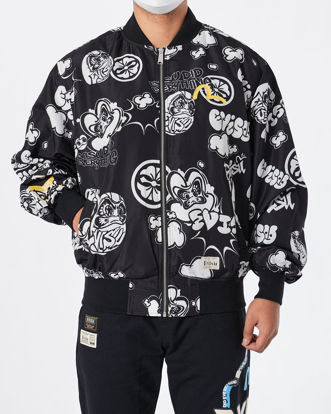 EVI Graffiti Daruma Over Printed Men Bomber Jacket 69.90