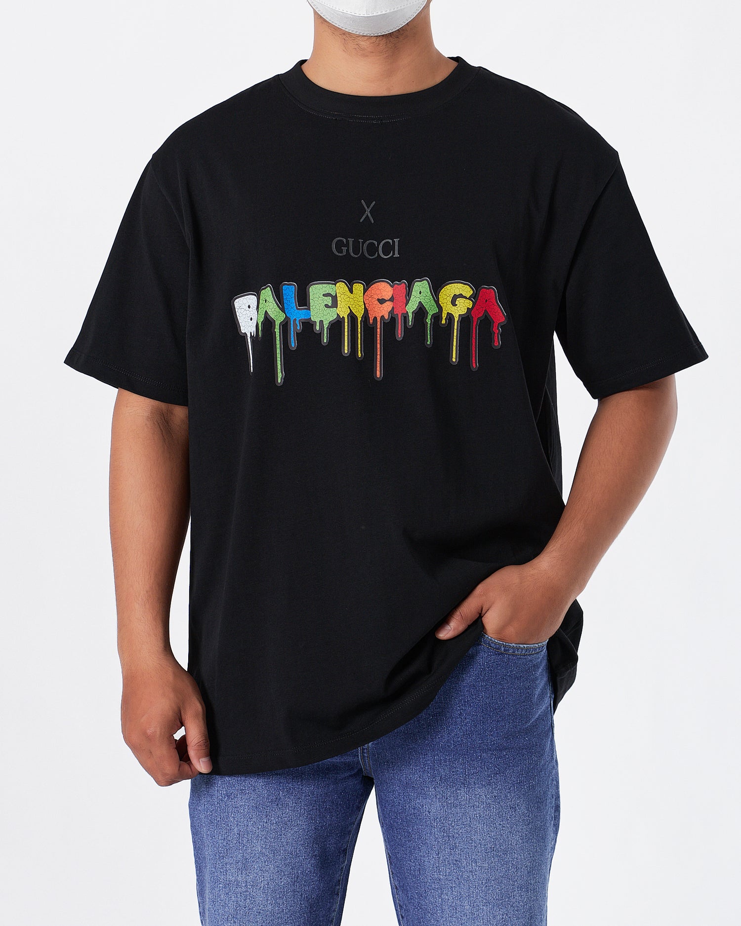 GUC x BAL Color Drip Men Black T-Shirt 23.90