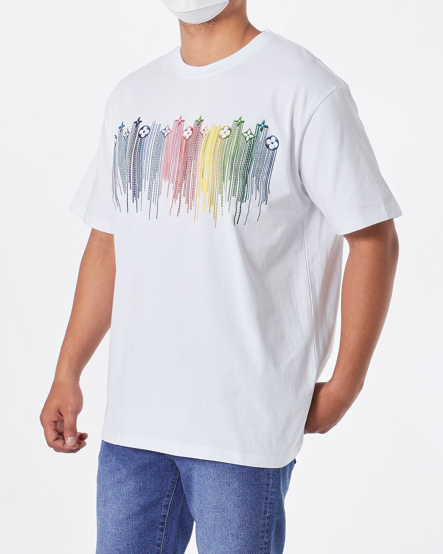 LV Color Drip Men White T-Shirt 24.90