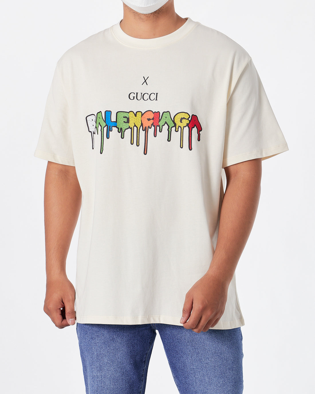 GUC x BAL Color Drip Men White T-Shirt 23.90