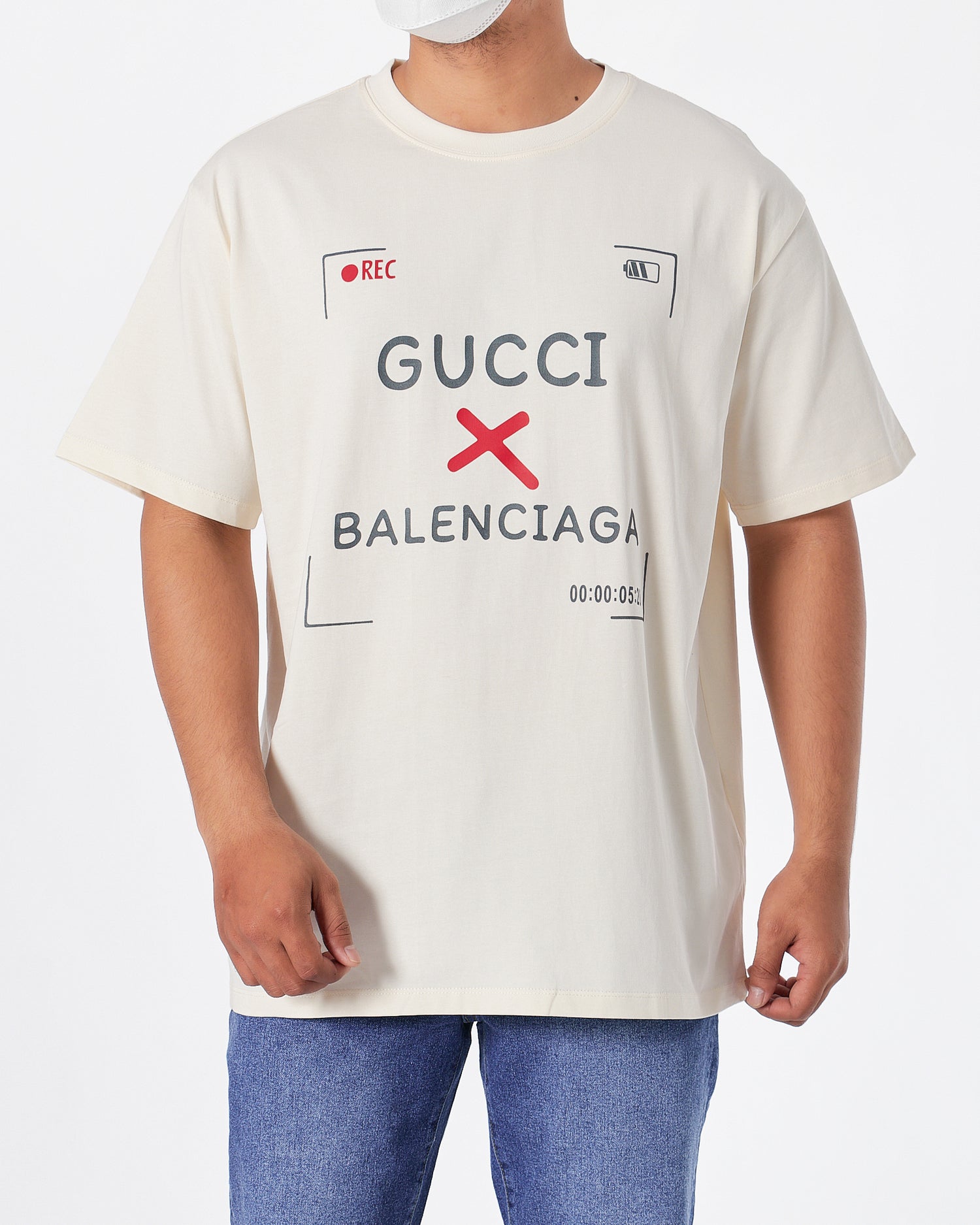 GUC x BAL Men White T-Shirt 20.90