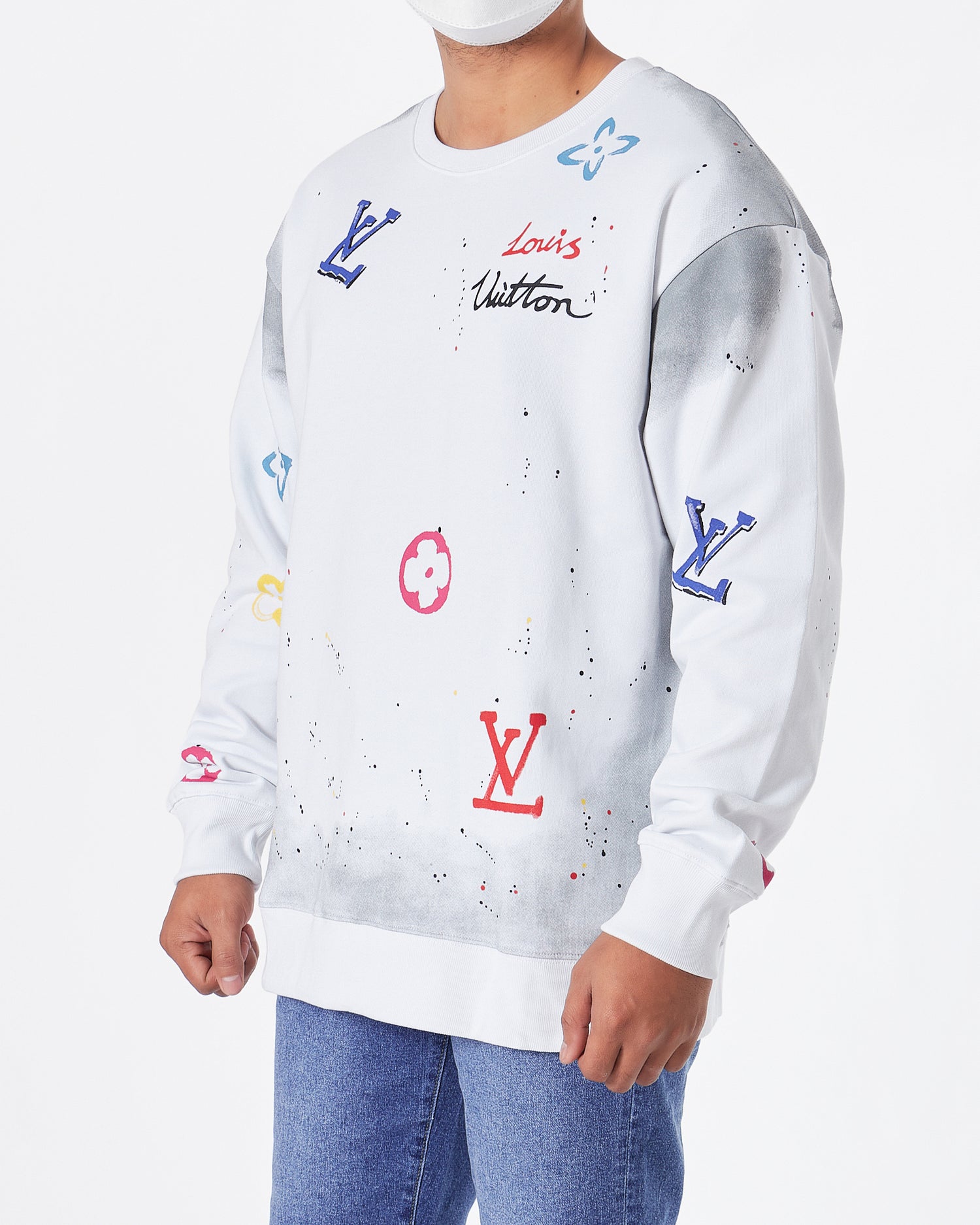 LV Color Monogram Men White Sweater 37.90