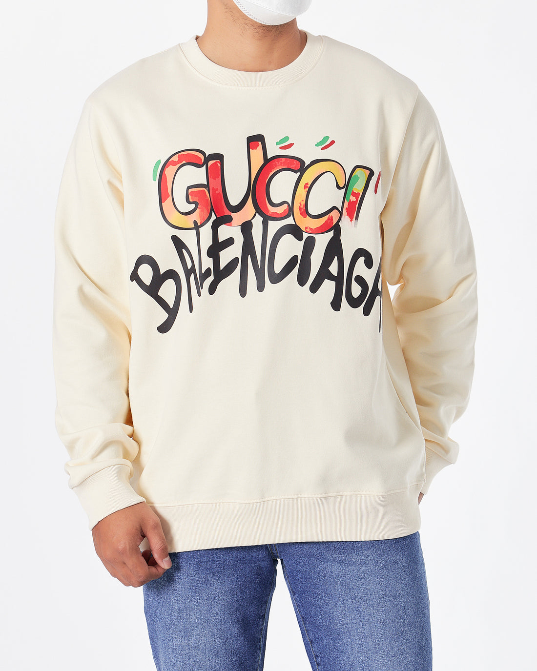 GUC x BAL Printed Men White Sweater 29.90