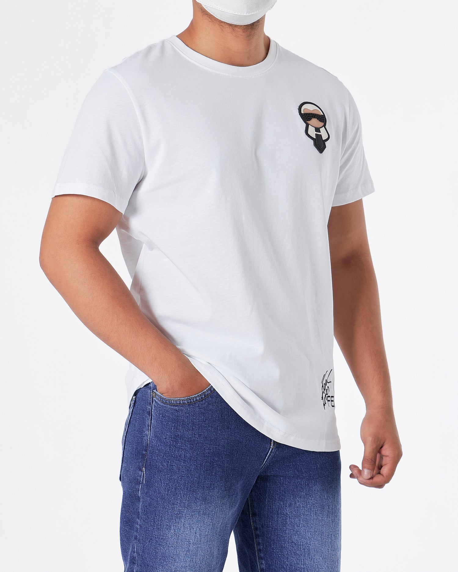 KAR Rhinestone Cartoon Men White T-Shirt 23.90