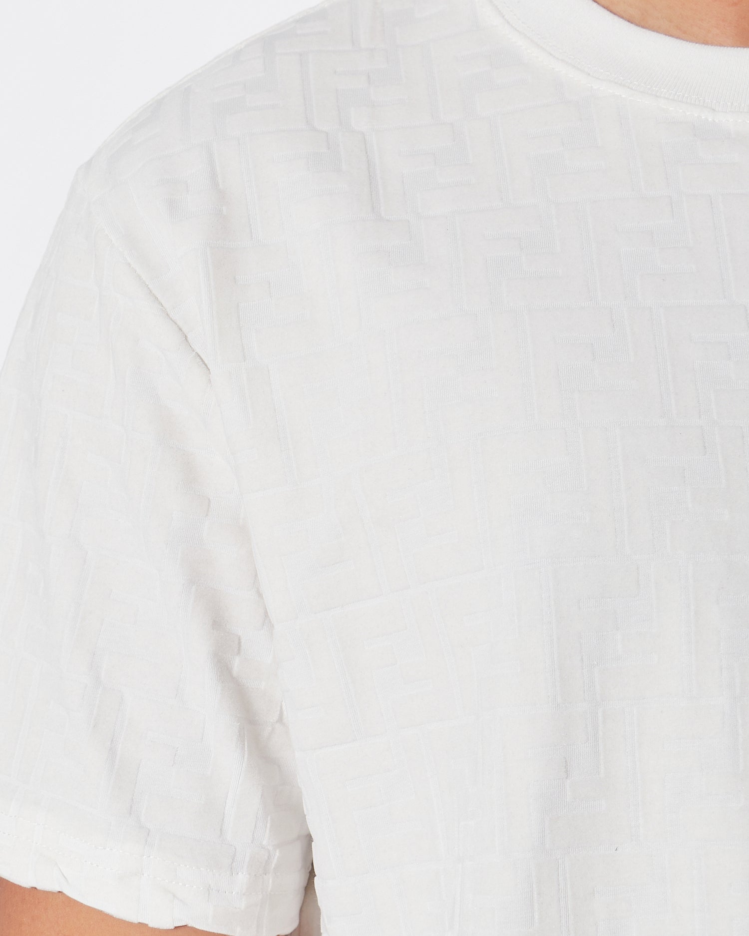 LV Monogram Embossed Over Printed Men White T-Shirt 22.90