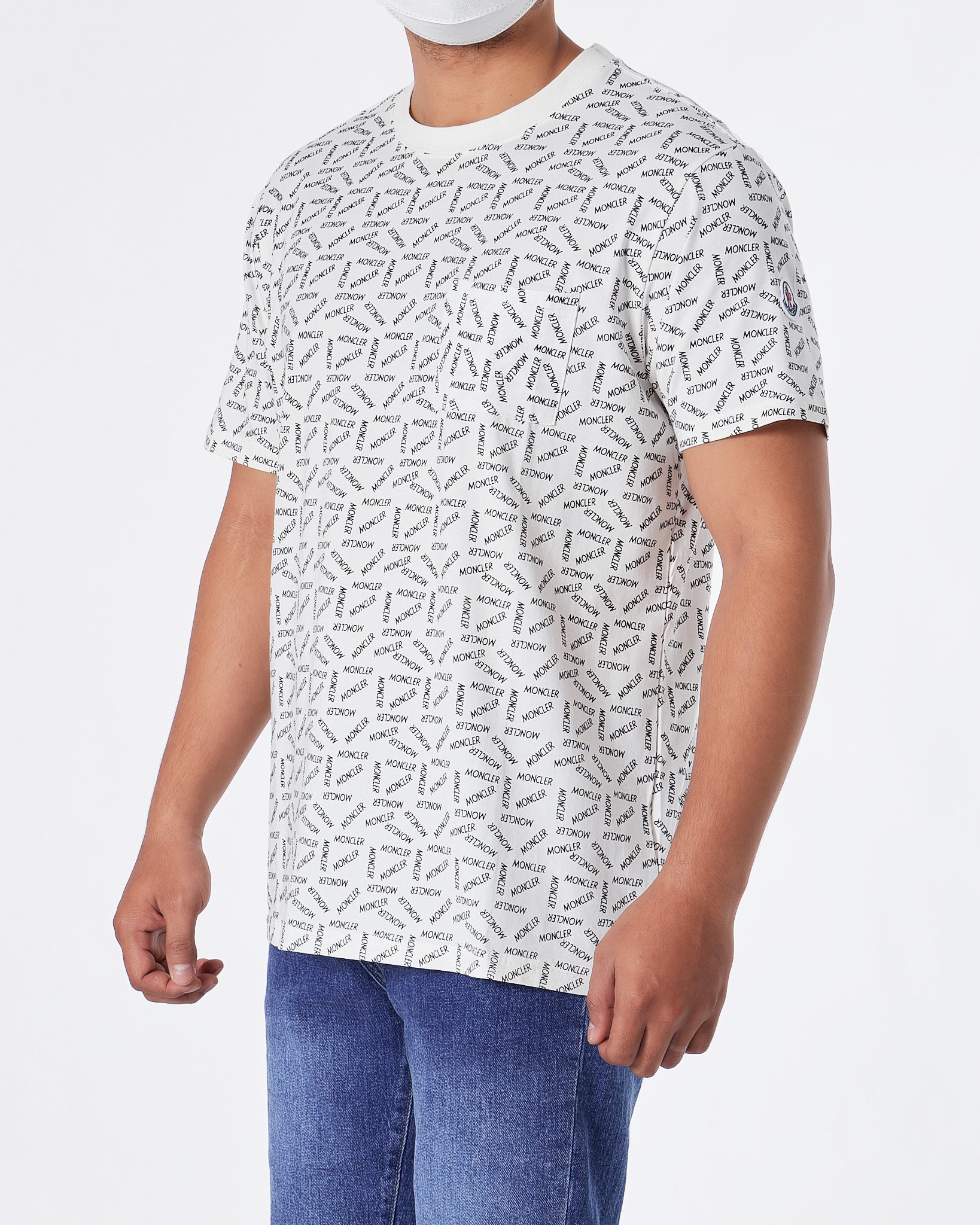 MON Logo Over Printed Men White  T-Shirt 21.90