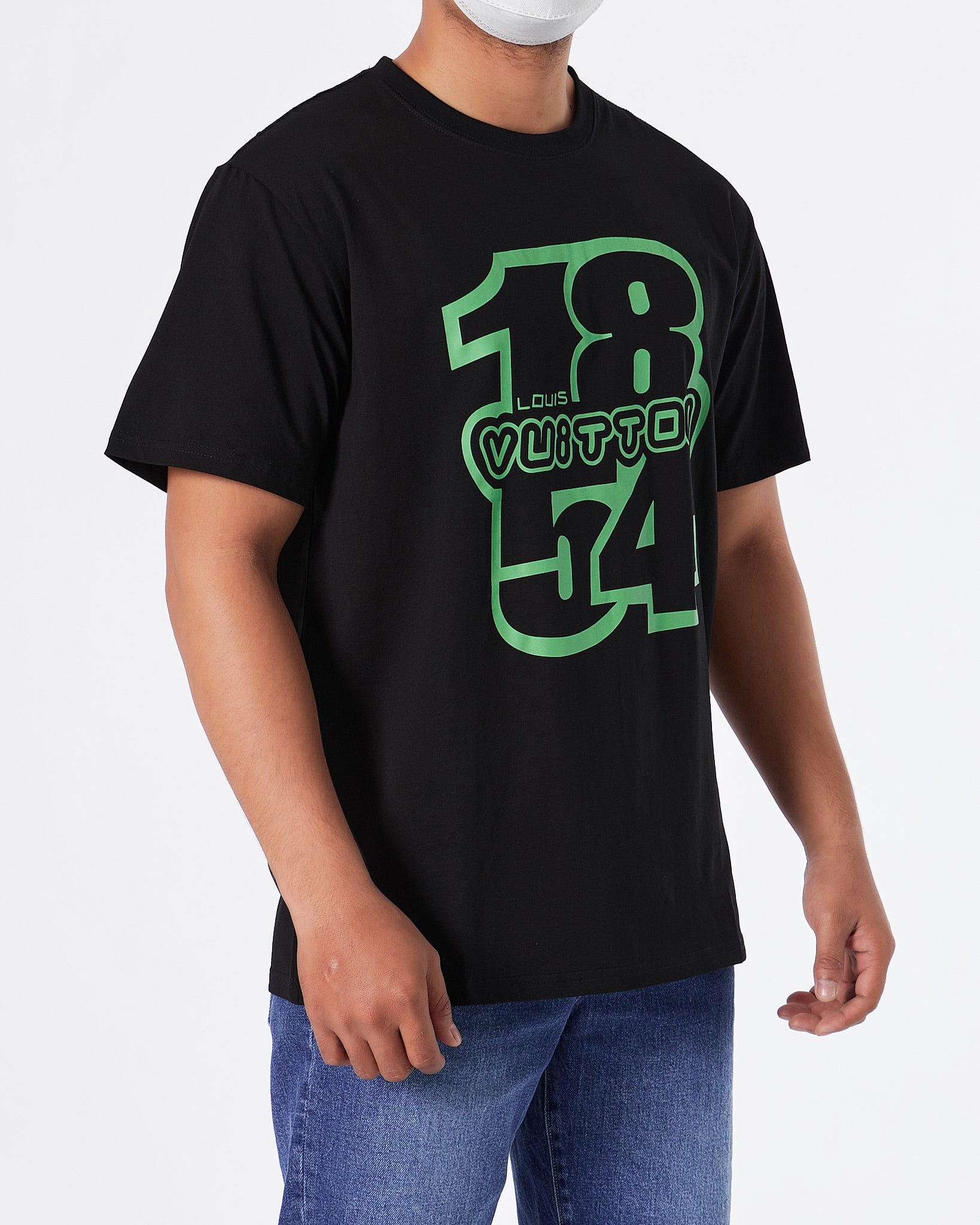 LV 1854 Printed Men Black T-Shirt 21.90