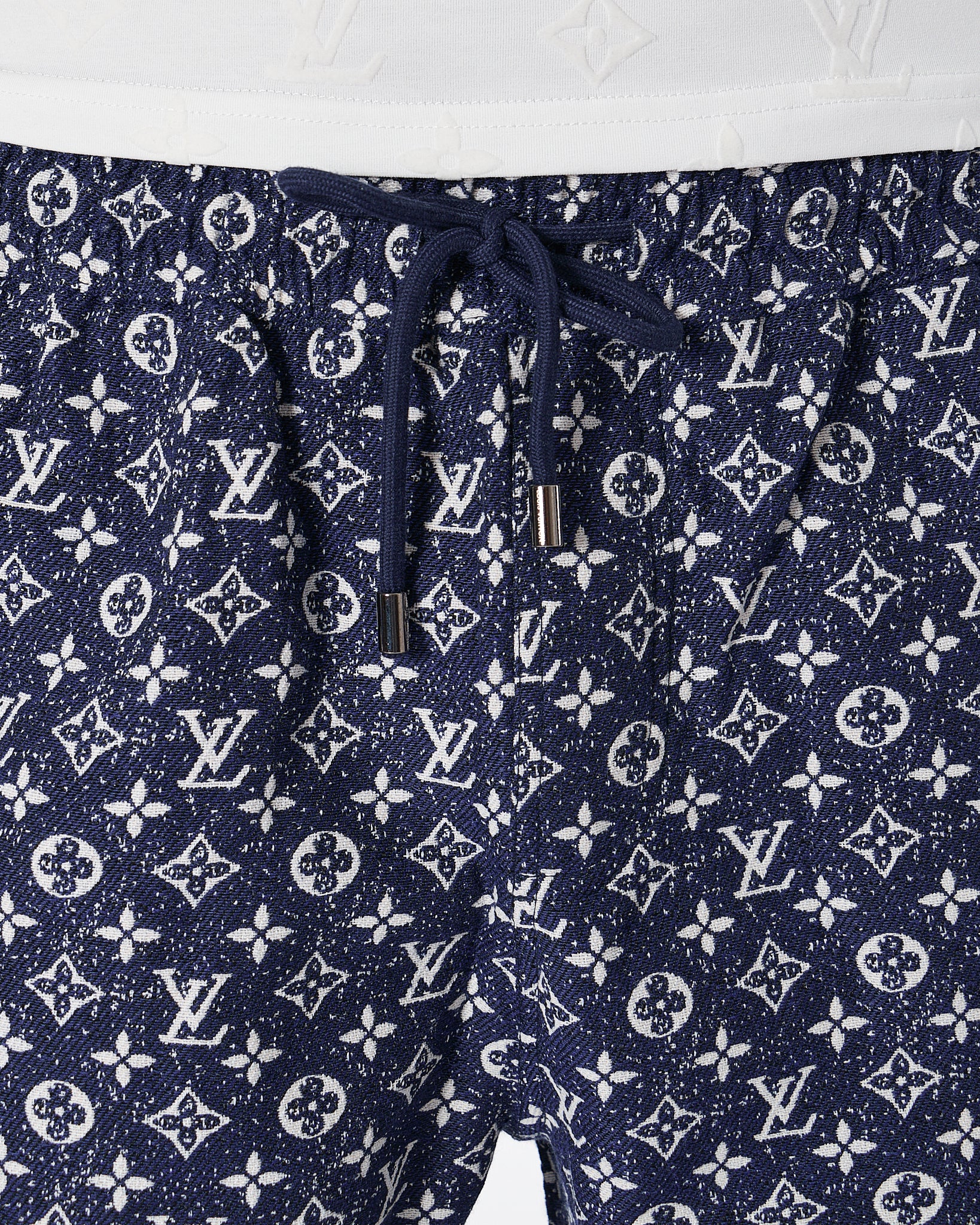 LV Monogram Over Printed Men Dark Blue Shorts 27.90