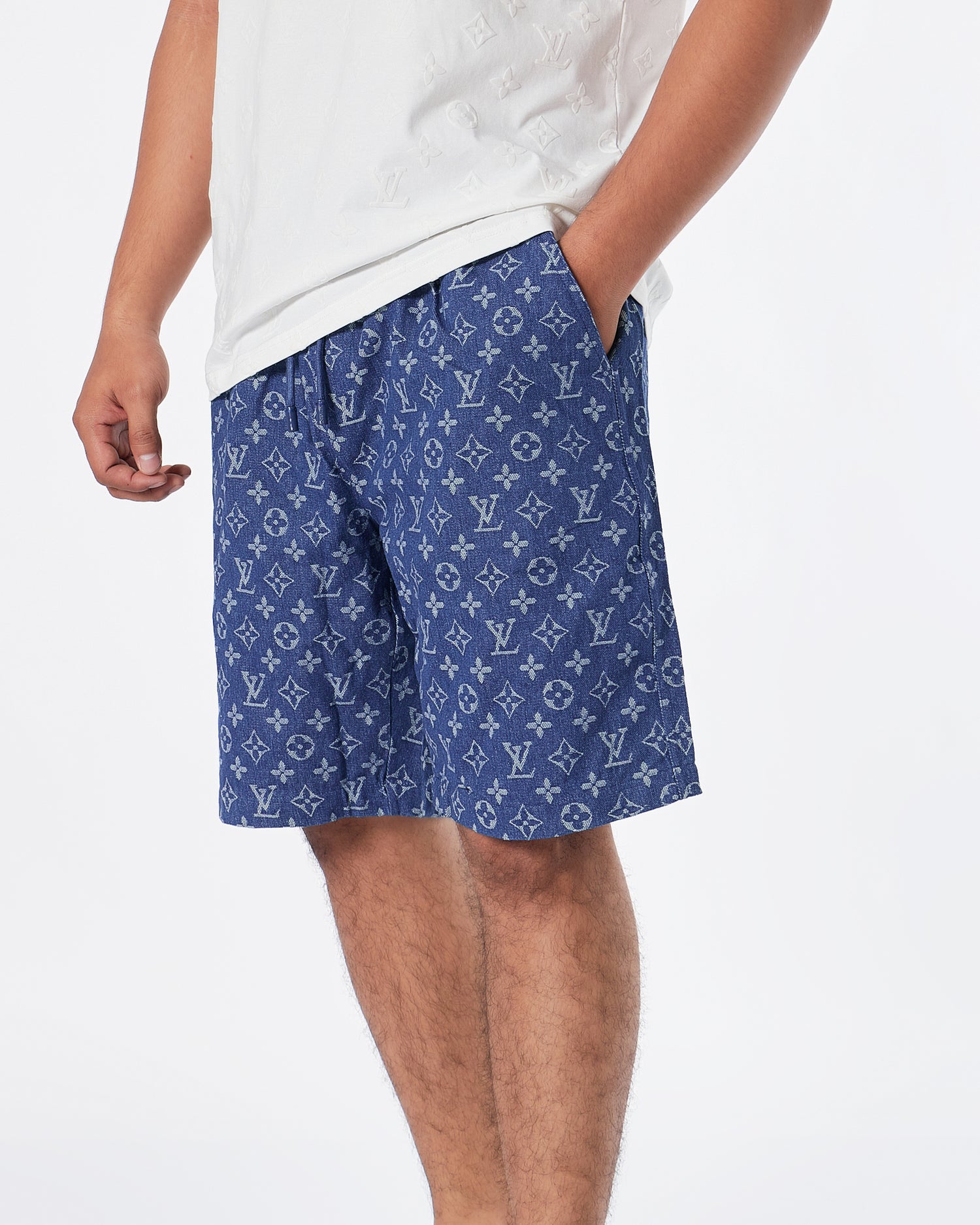 Louis Vuitton Monogram Tile Jogging Shorts Blue. Size 44