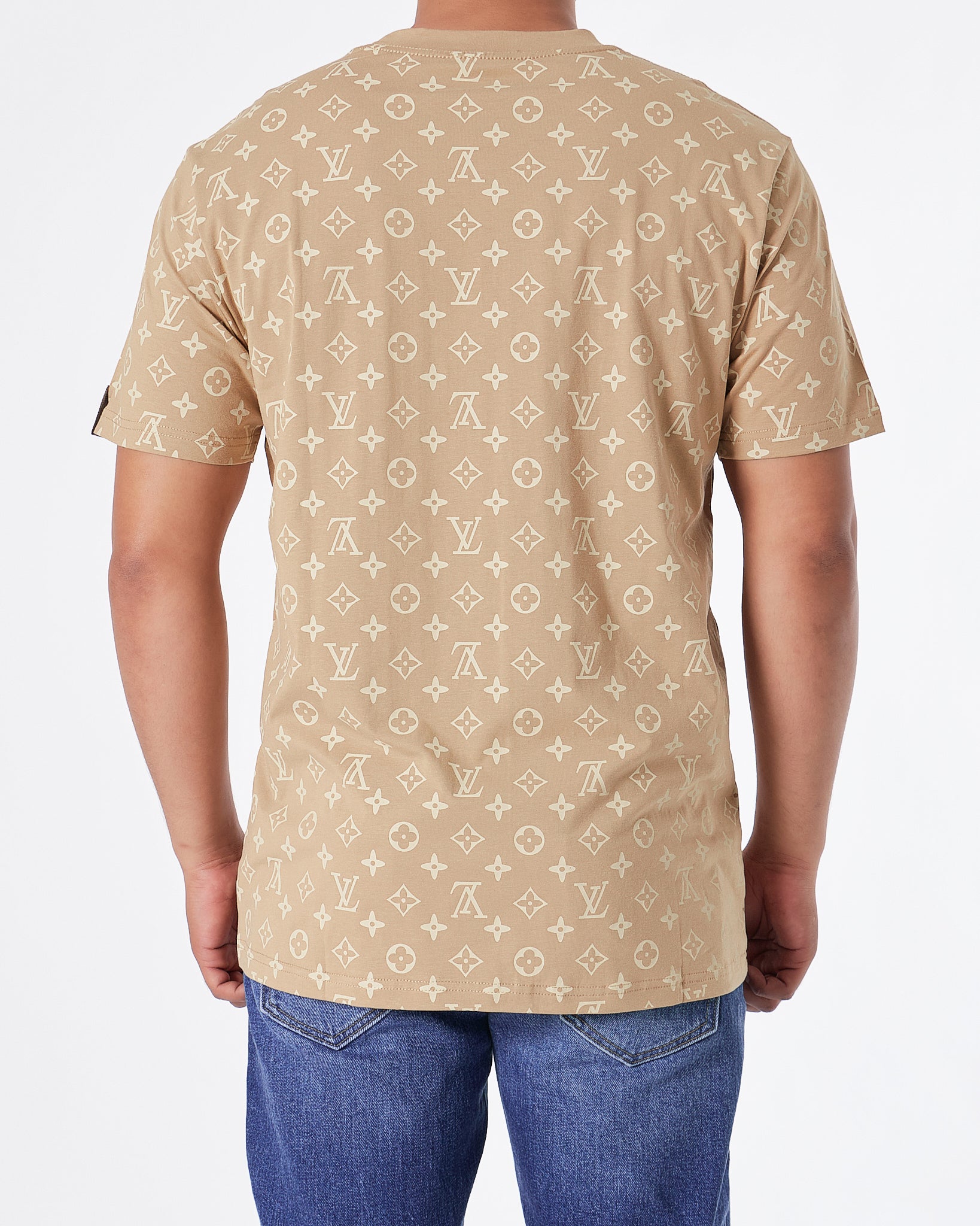 LV Monogram Over Printed Men Cream  T-Shirt 24.90