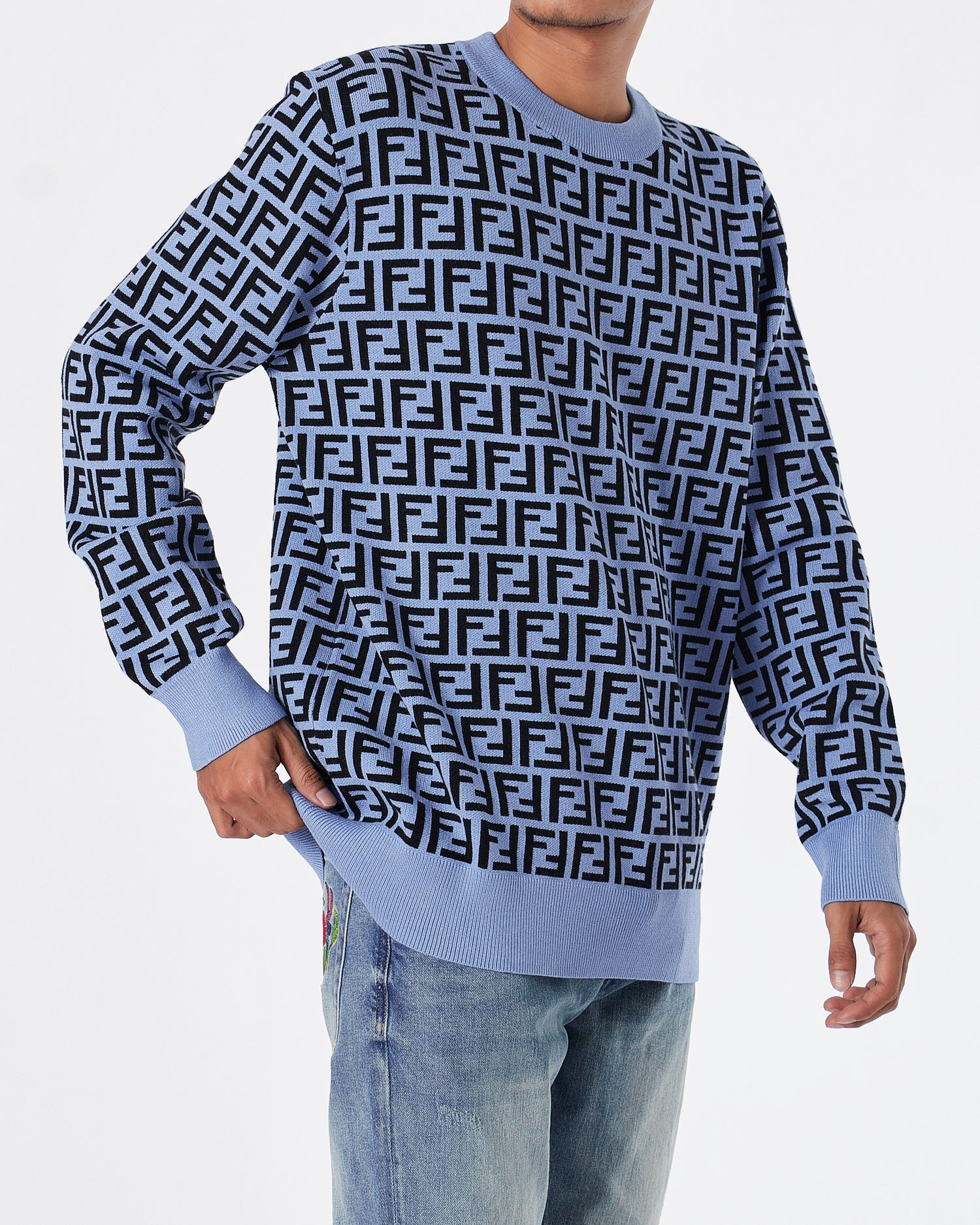 FEN Monogram Unisex Blue Soft Knit Sweater 59.90