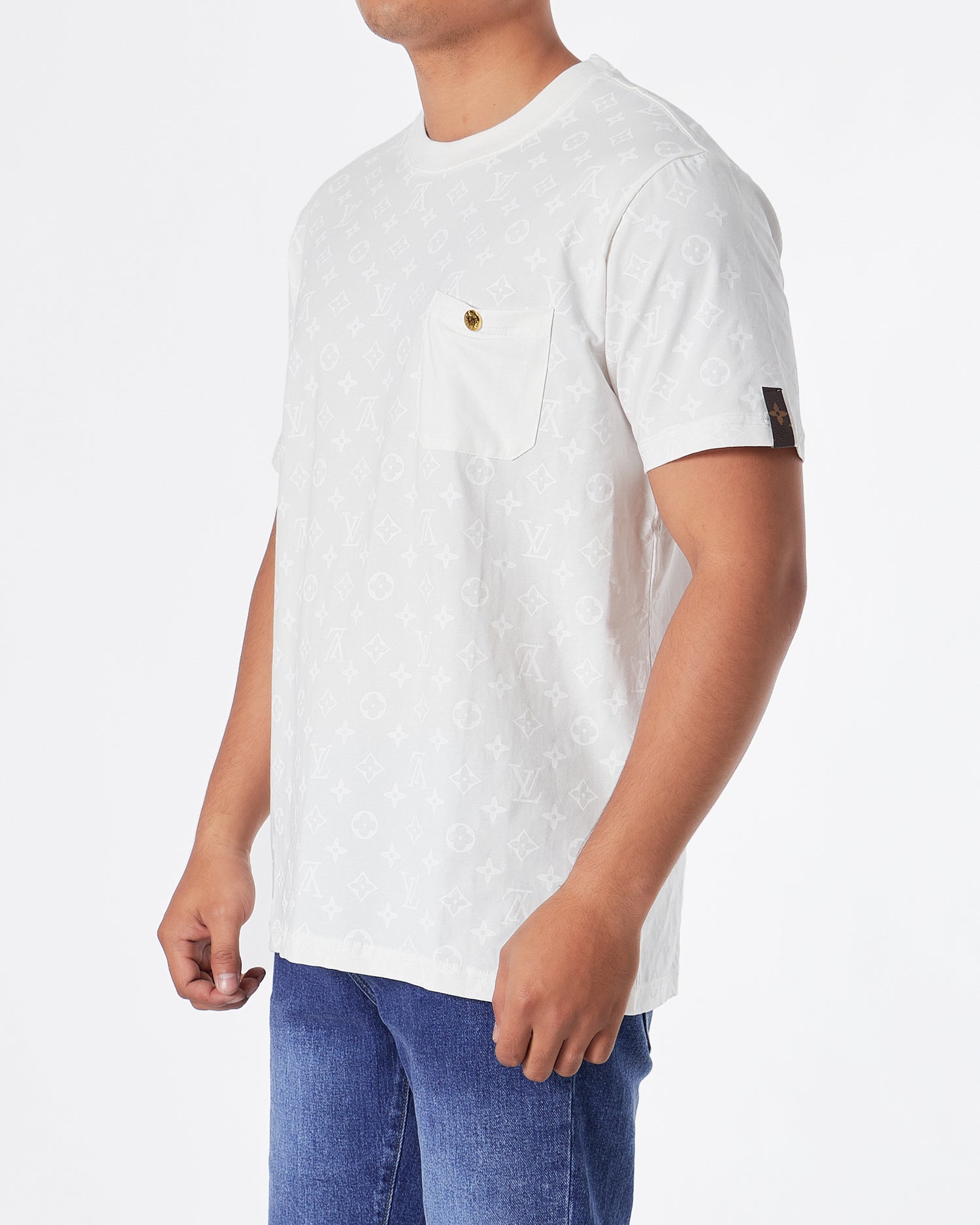 LV Monogram Over Printed Men Cream T-Shirt 24.90