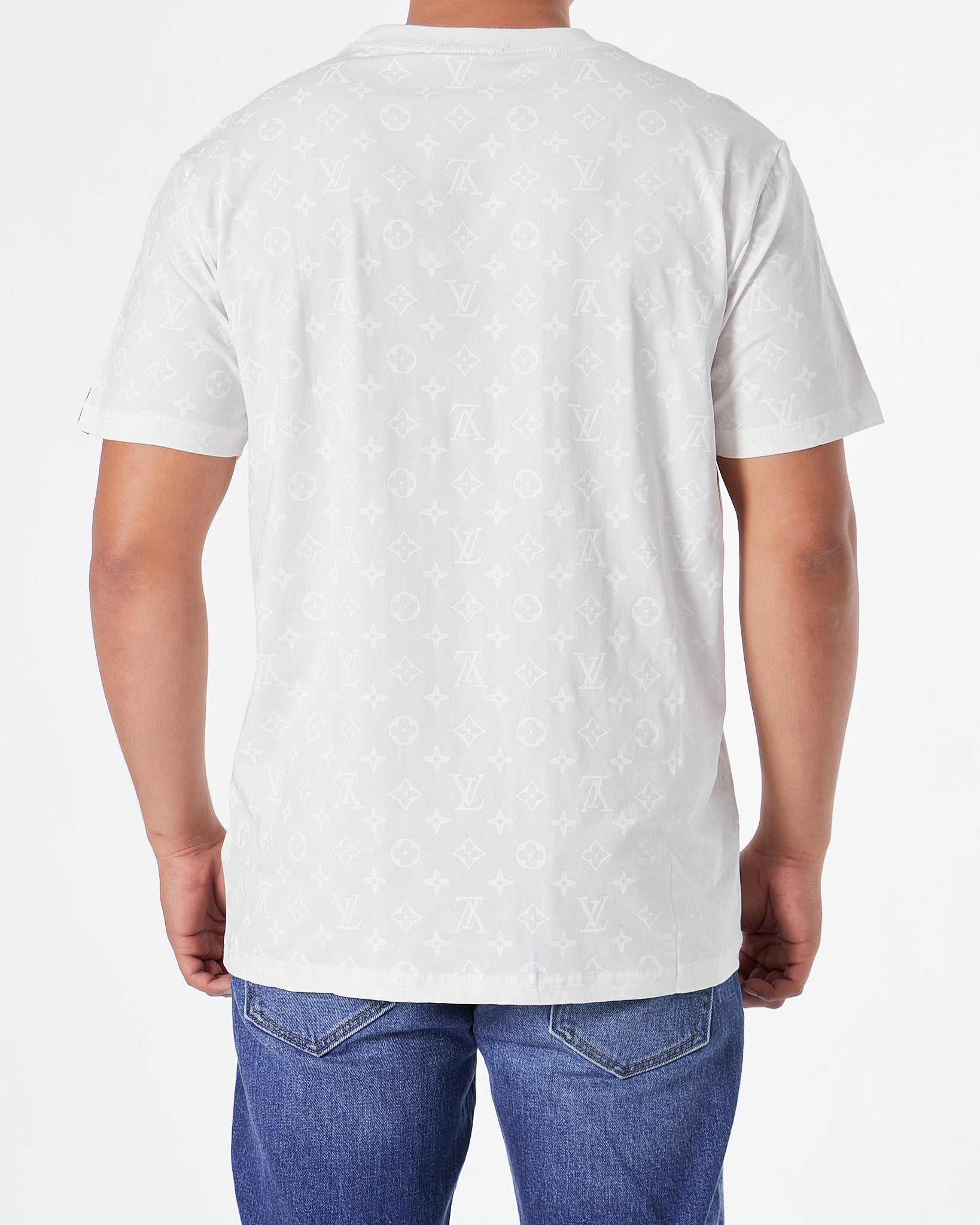LV Monogram Over Printed Men Cream T-Shirt 24.90