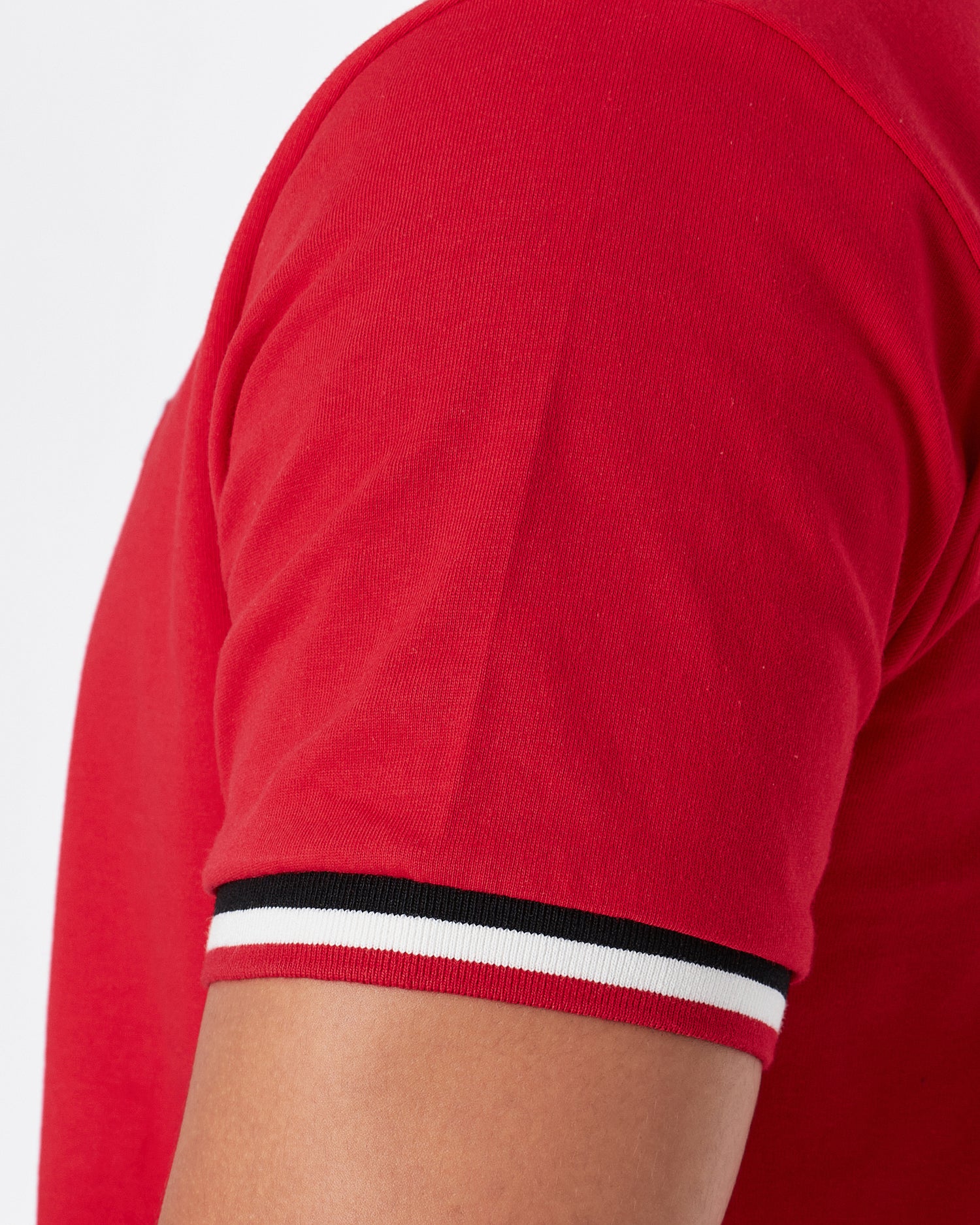MON Stripe Collar Men Red T-Shirt 23.90