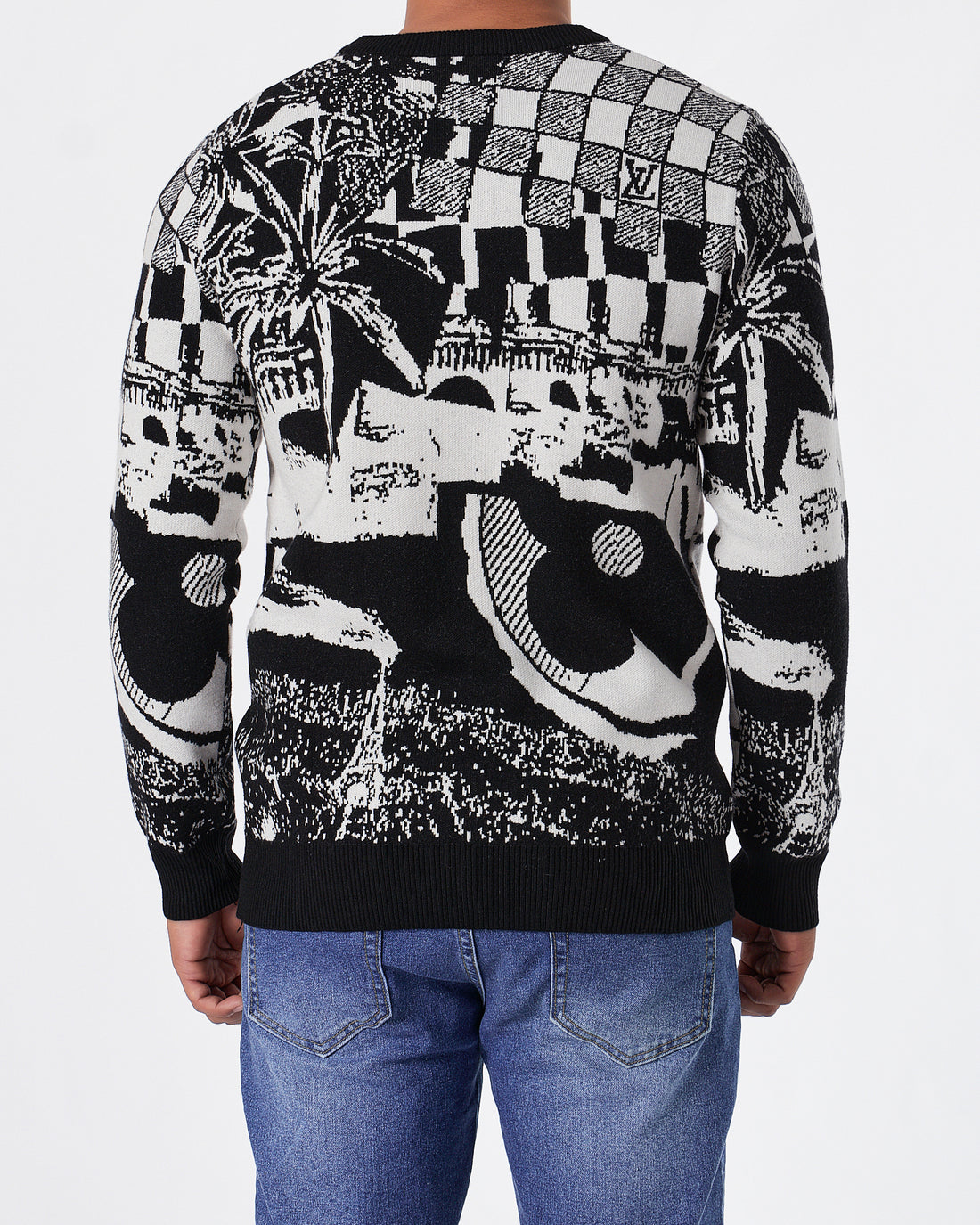 LV Graffiti Over Pinted Men Black Knit Sweater 70.90