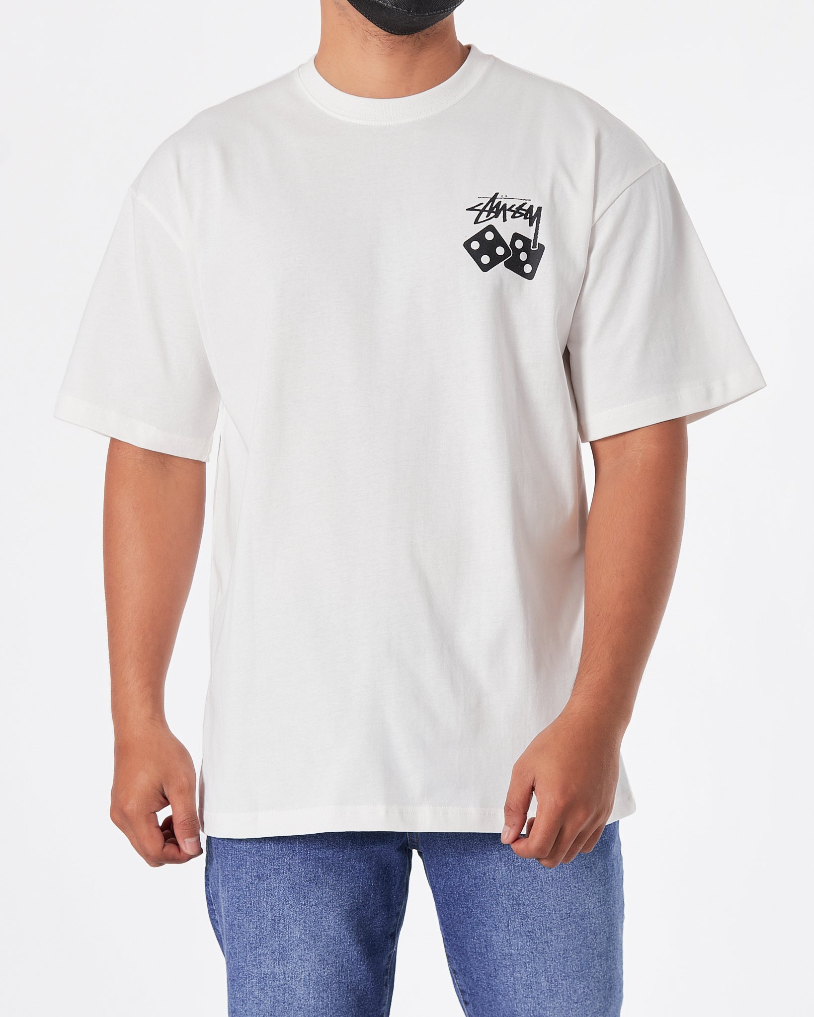 STU Dice Back Logo Printed Men White T-Shirt 22.90