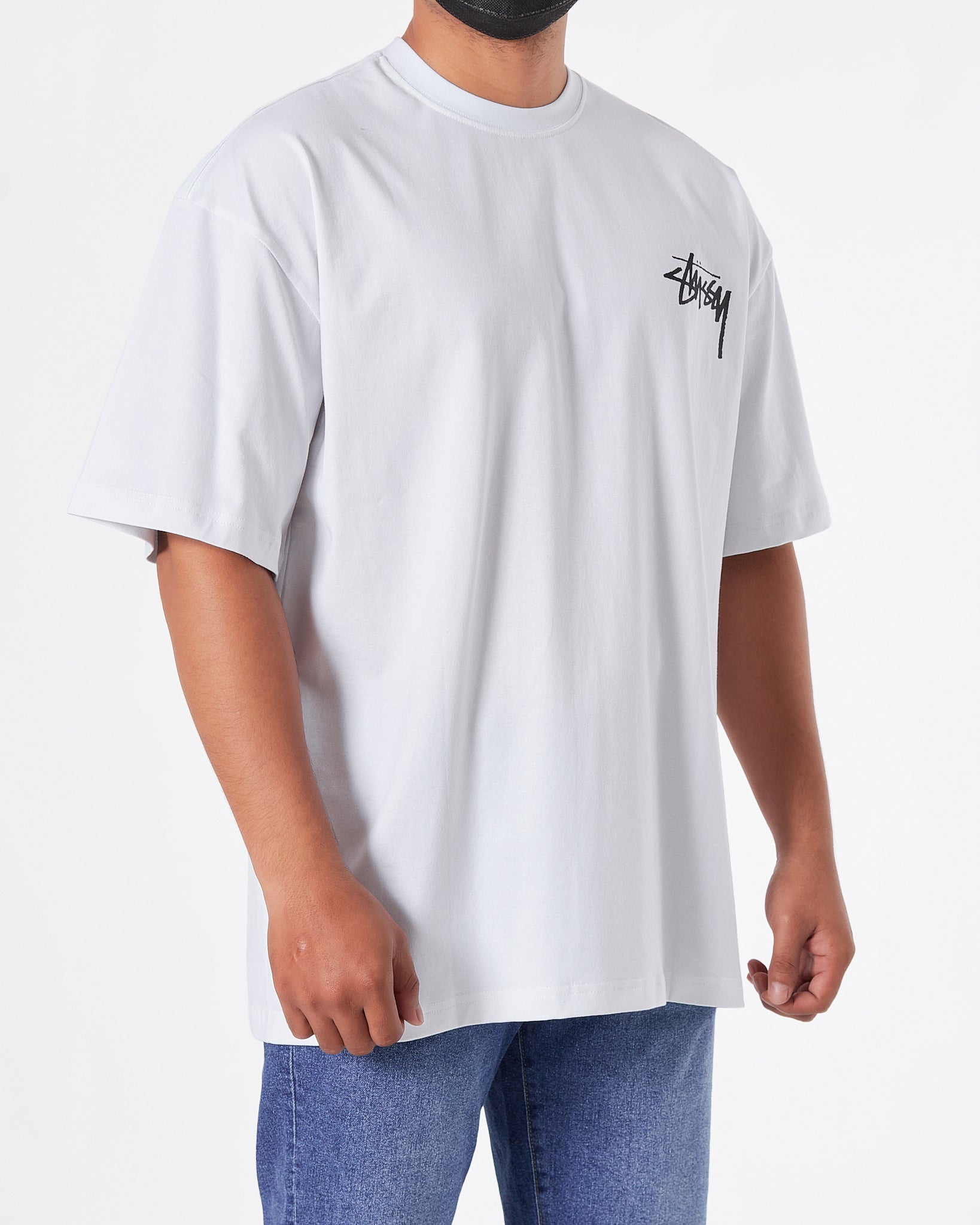 STU Floral Back Logo Printed Men White T-Shirt 19.90