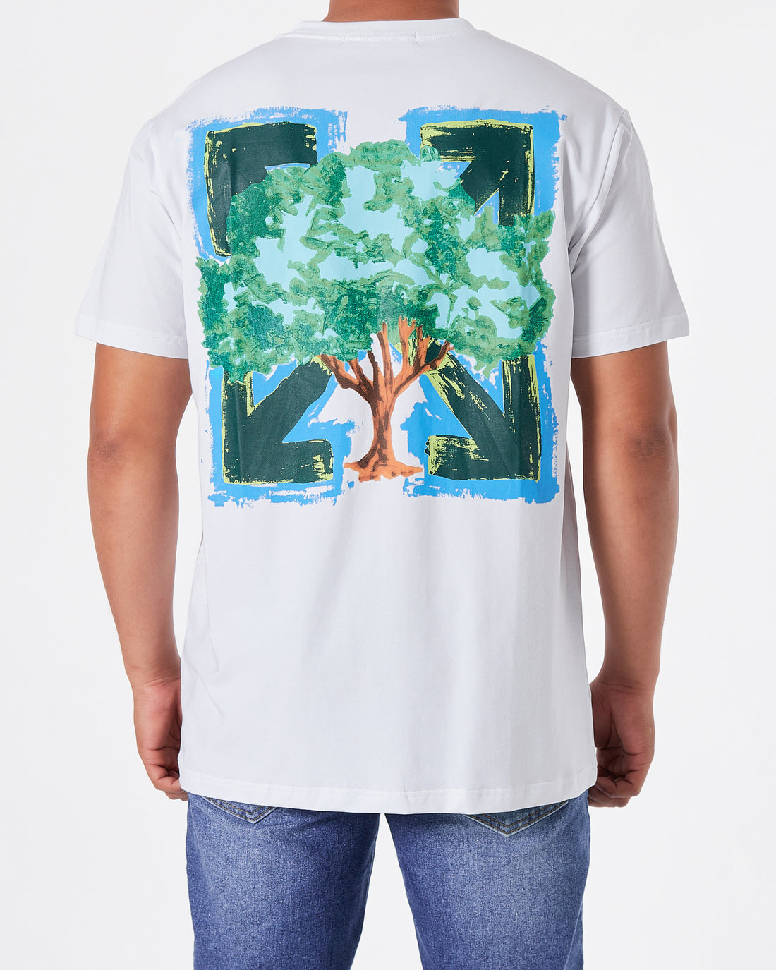 OW Arrow Tree Painting Men White T-Shirt 17.90