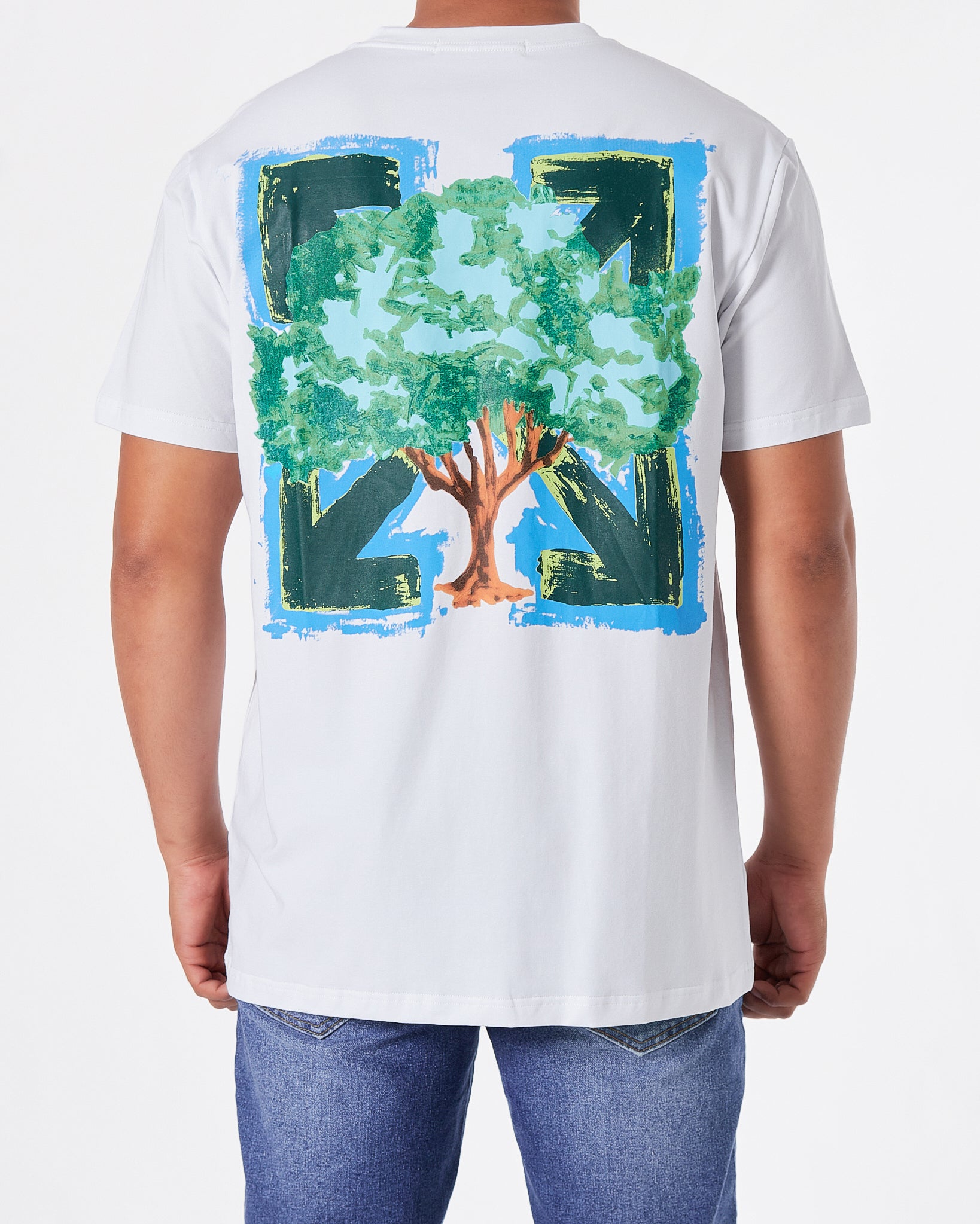 OW Arrow Tree Painting Men White T-Shirt 17.90