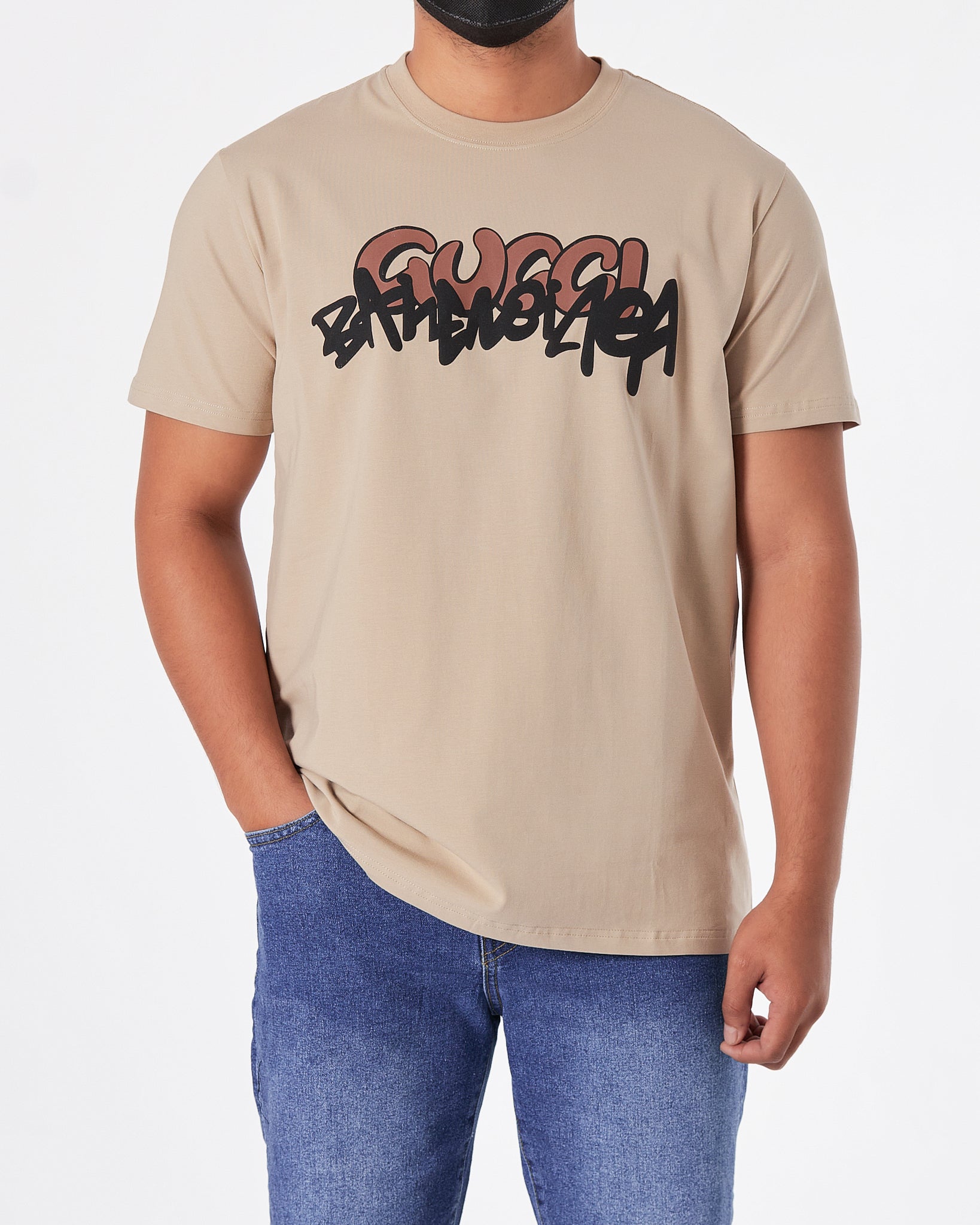 GUC x BB Printed Men Cream  T-Shirt 18.90