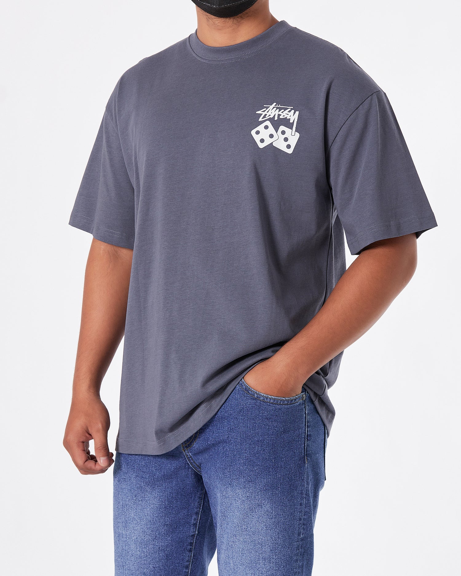 STU Dice Back Logo Printed Men Blue T-Shirt 22.90