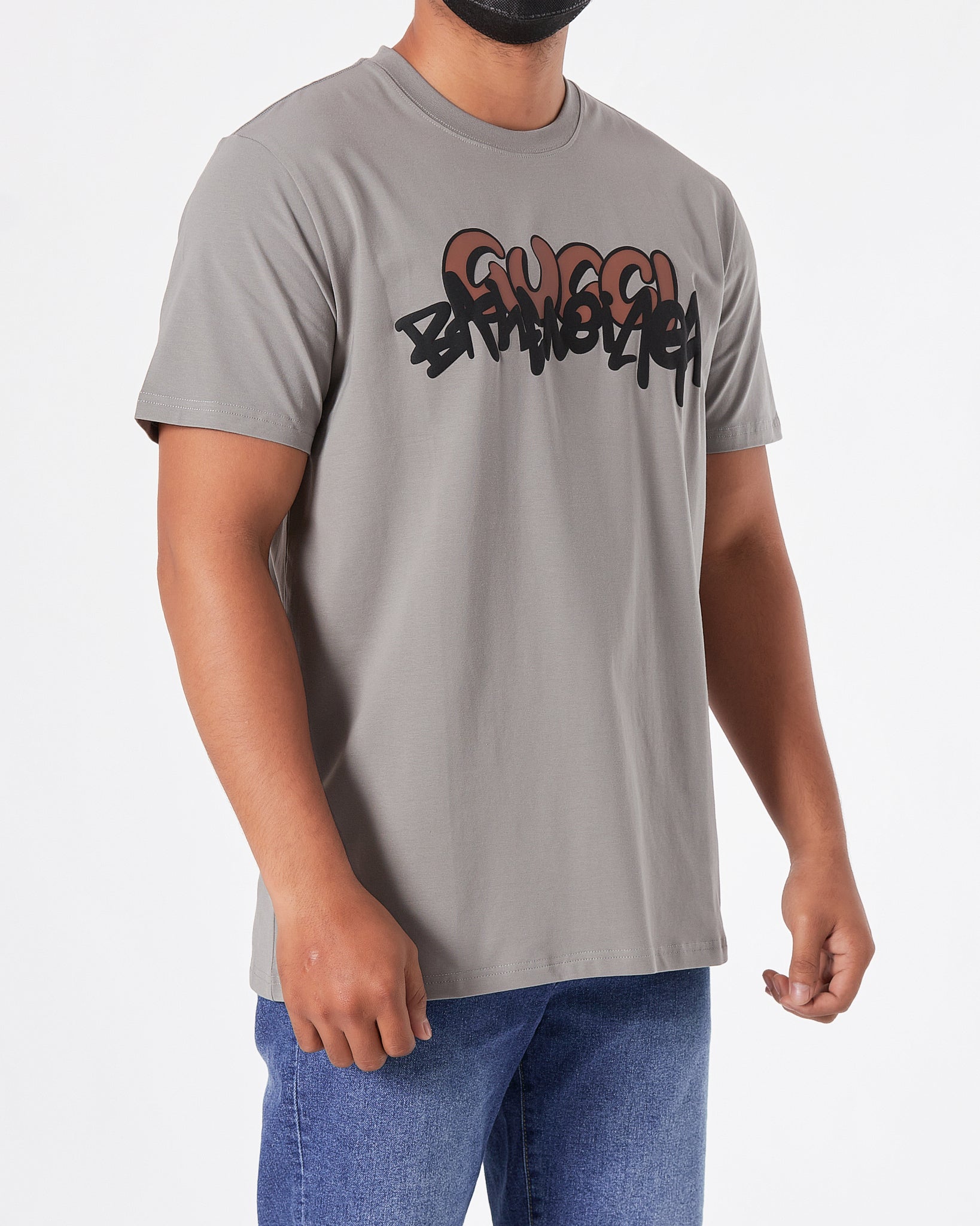 GUC x BB Printed Men Grey  T-Shirt 18.90