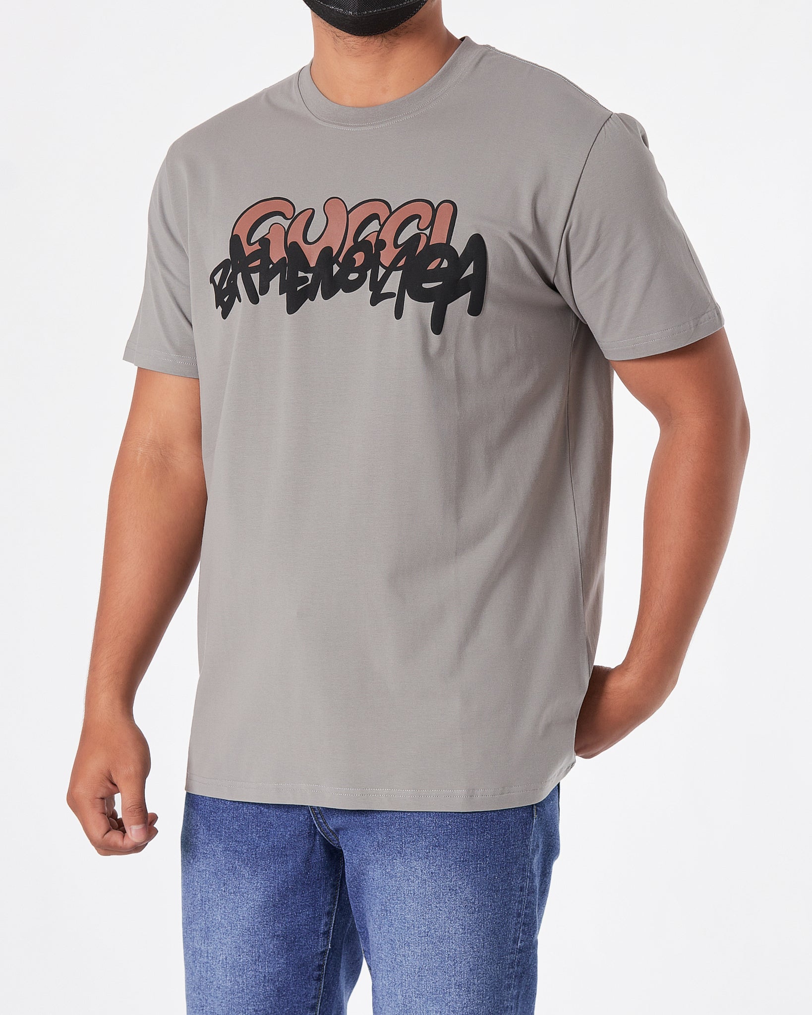 GUC x BB Printed Men Grey  T-Shirt 18.90