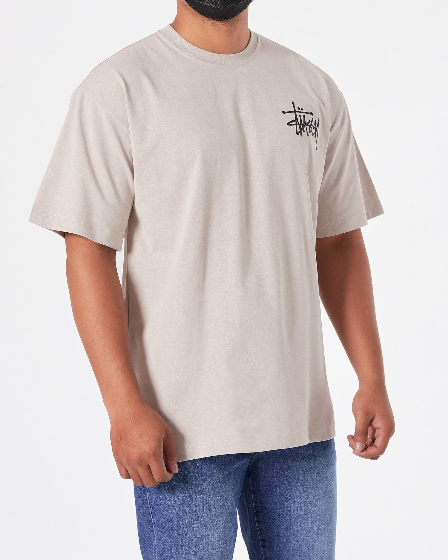 STU Back Logo Printed Men Cream T-Shirt 20.90