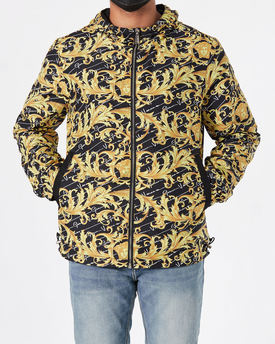 VER Black And Gold Sketch Men Waterproof Hoodie 129.90