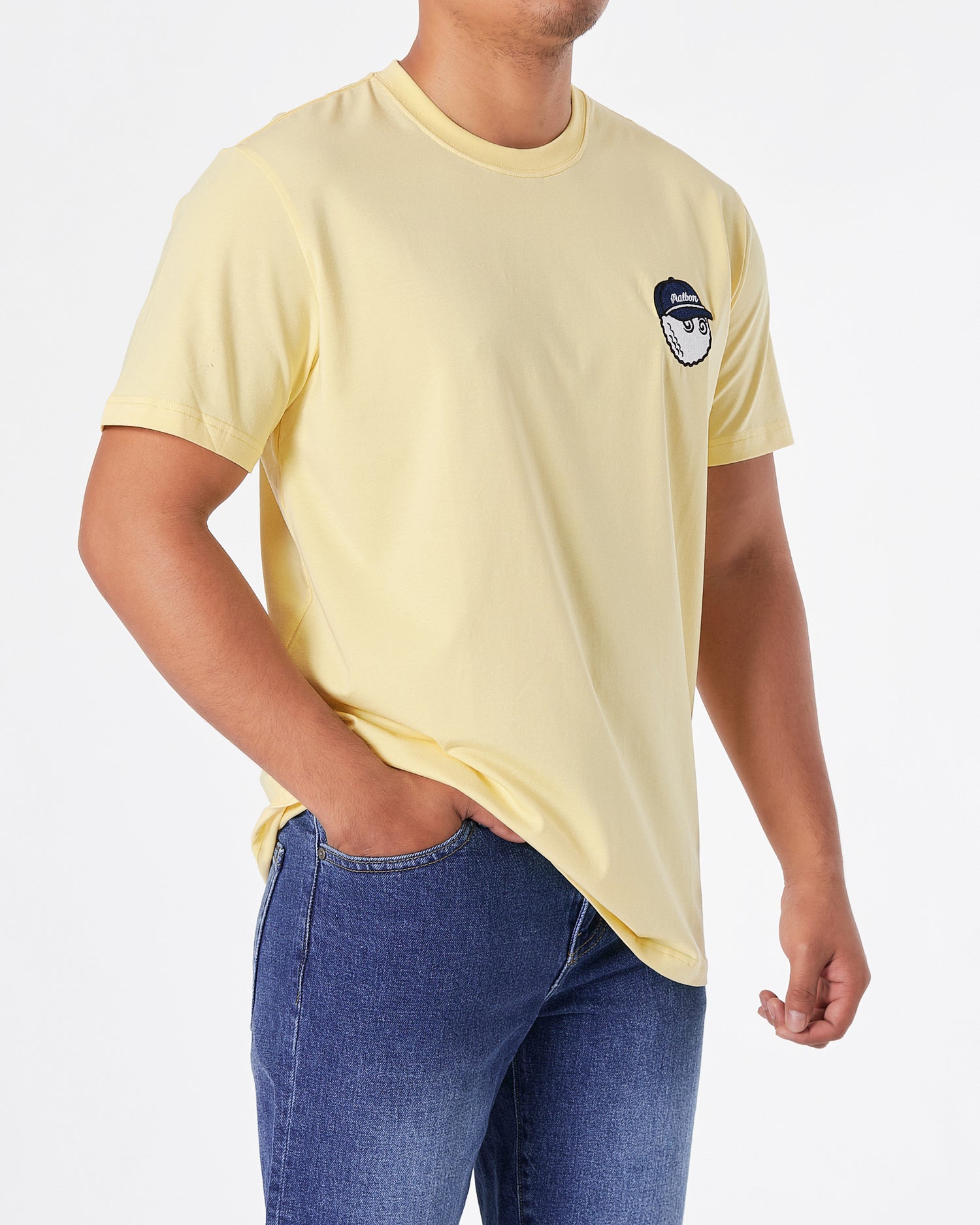 MAL Cartoon Embroidered Men Yellow T-Shirt 16.90