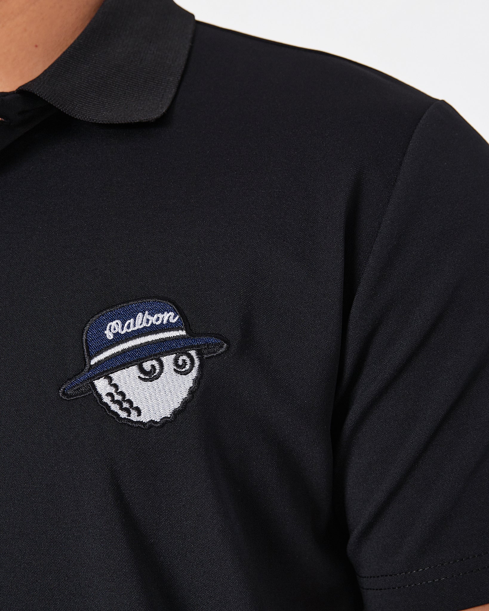 MAL Cartoon Embroidered Men Black Polo Shirt 20.90