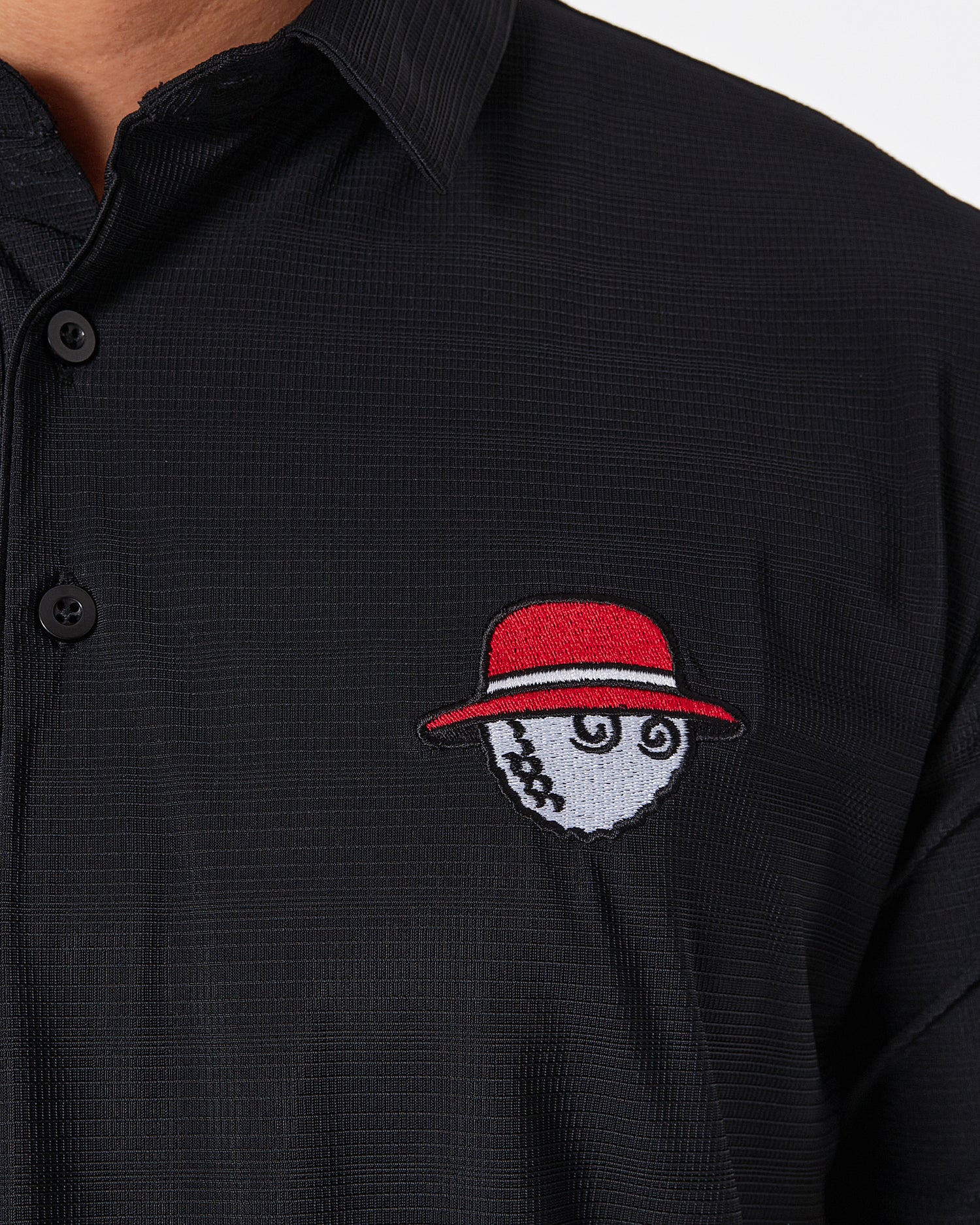 MAL Cartoon Embroidered Men Black Sport Polo Shirt 19.90
