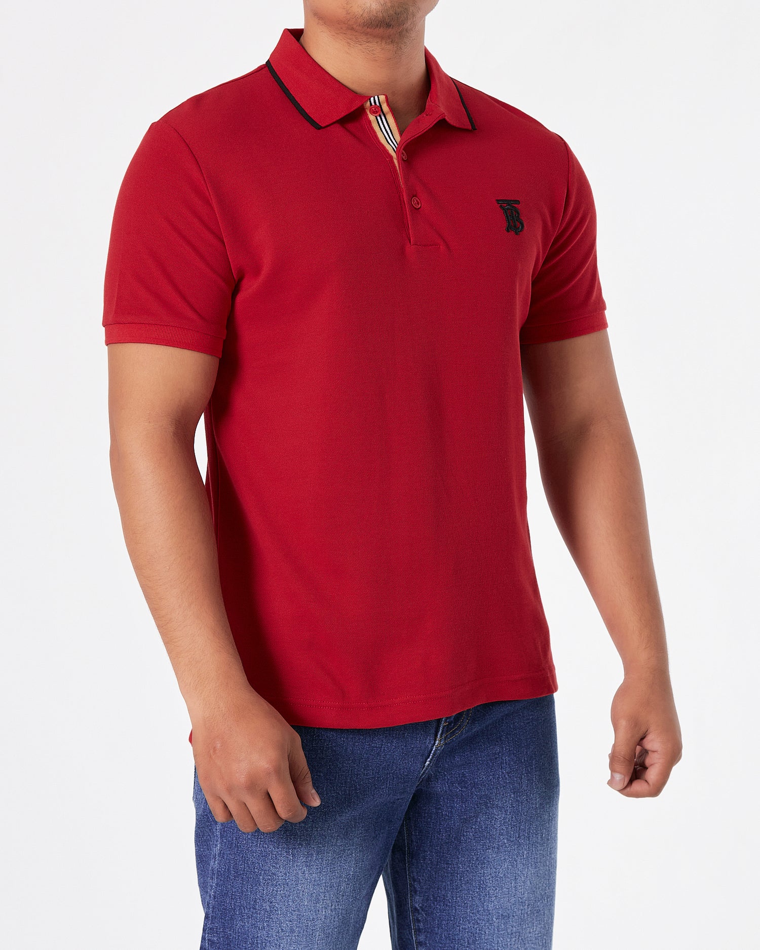 BUR TB Embroidered Men Red Polo Shirt 23.90