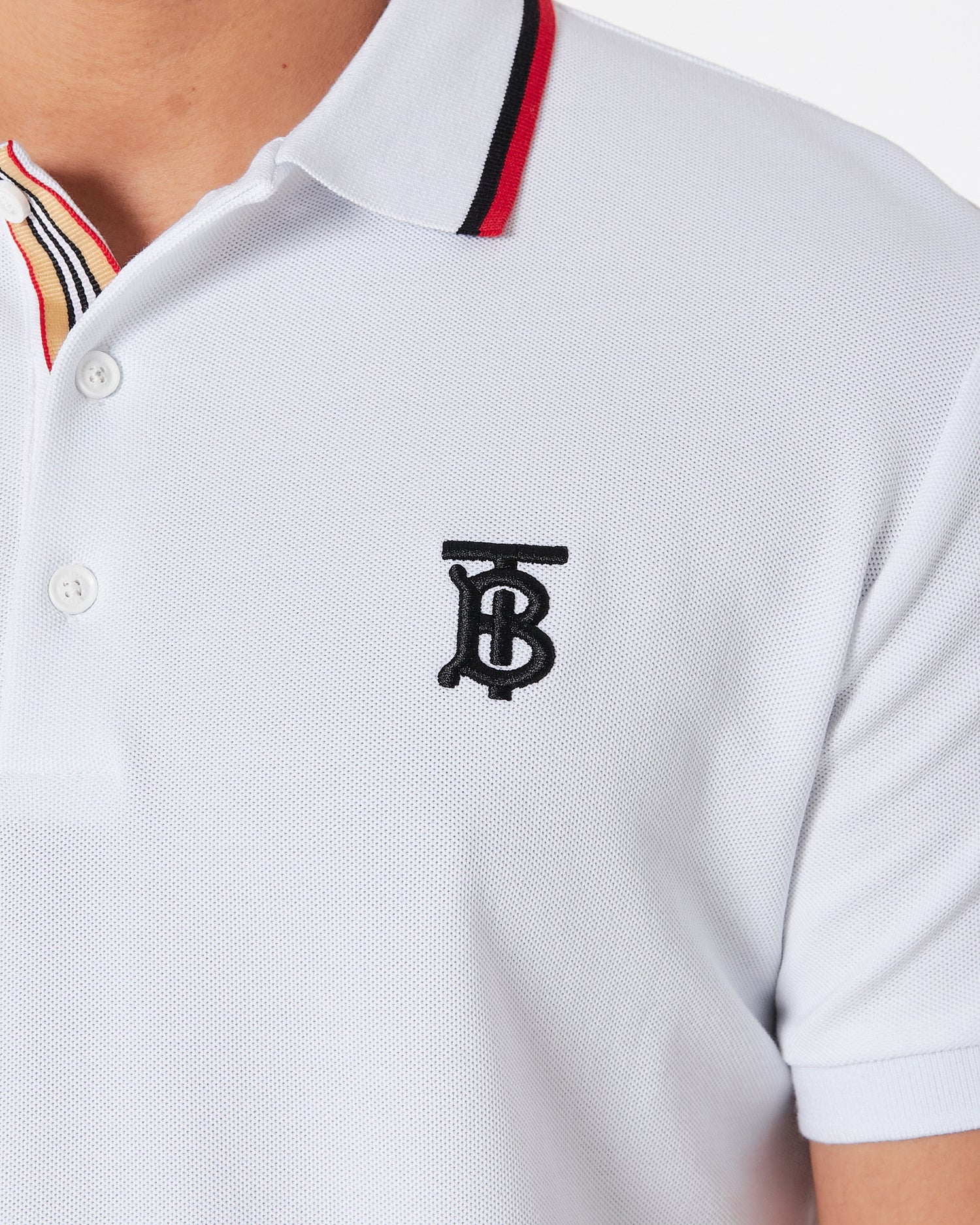BUR TB Embroidered Men White Polo Shirt 23.90