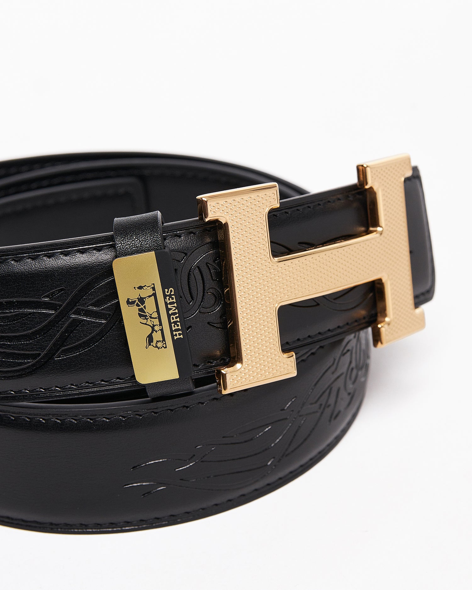 HER Gold Logo Men Black Leather  Belt 89.90