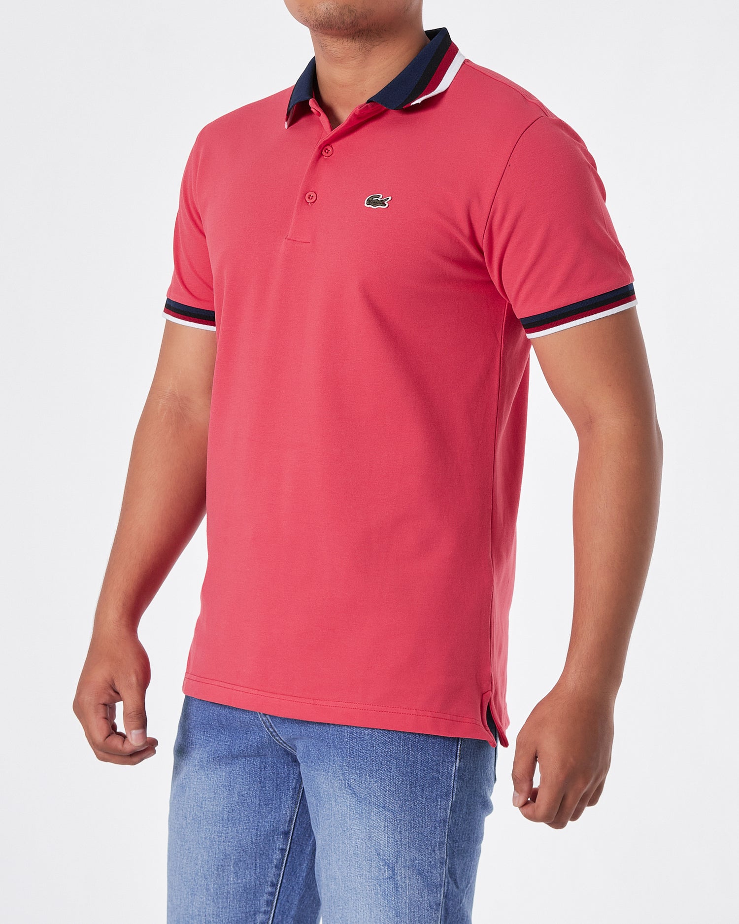 LAC Striped Collar Men Red Polo Shirt 23.90