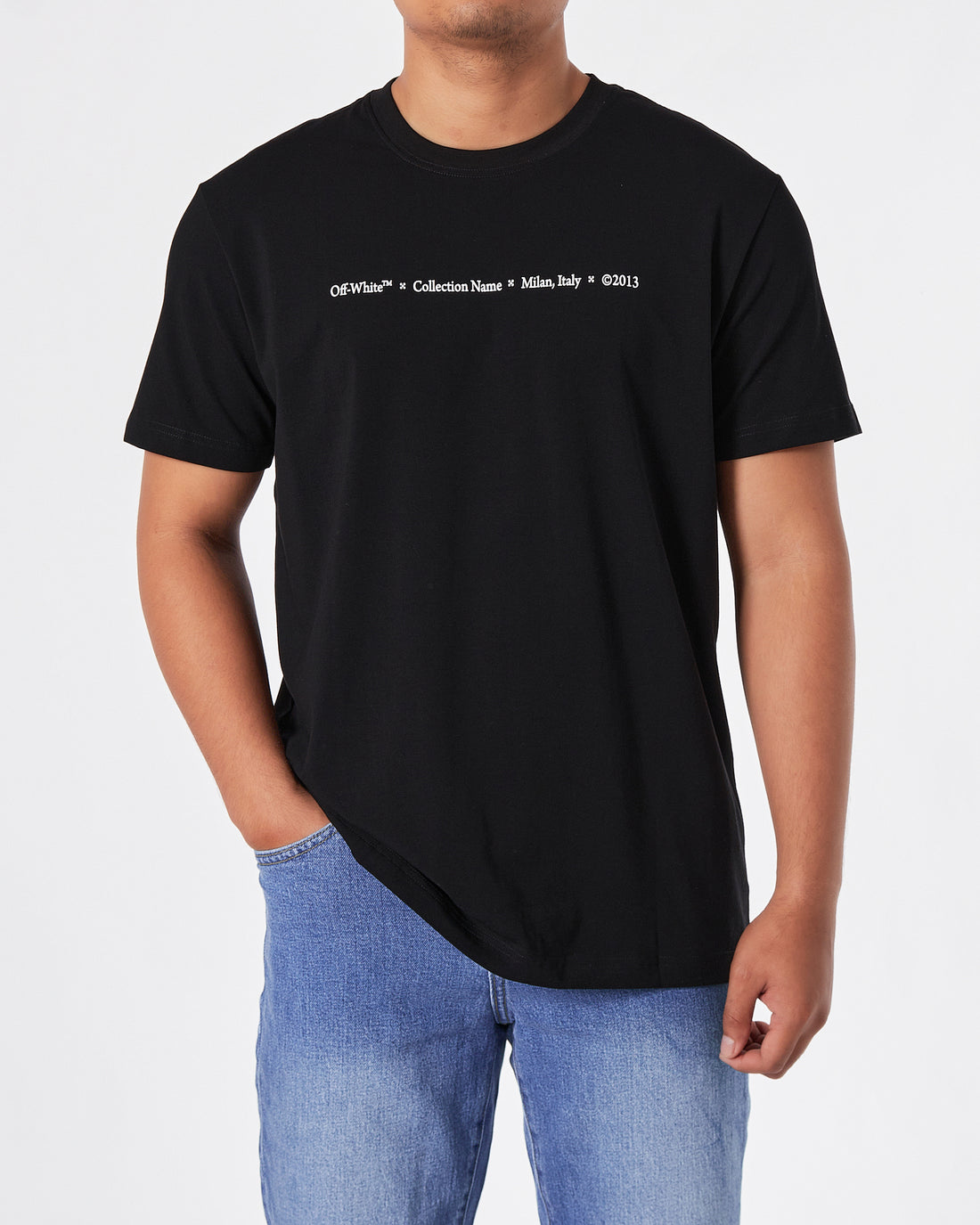 OW Cross Back Logo Graffiti Men Black T-Shirt 17.50