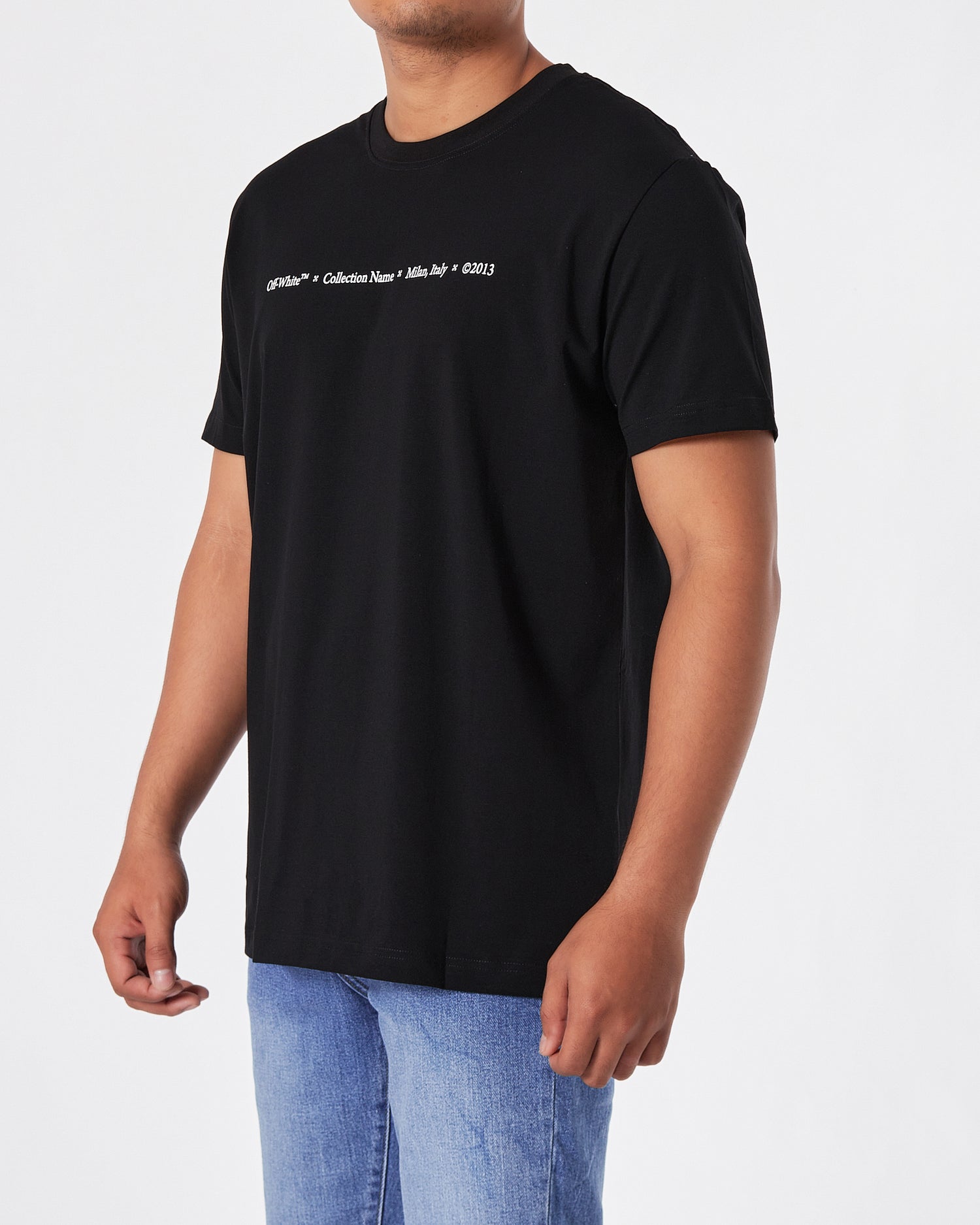 OW Cross Back Logo Graffiti Men Black T-Shirt 17.50