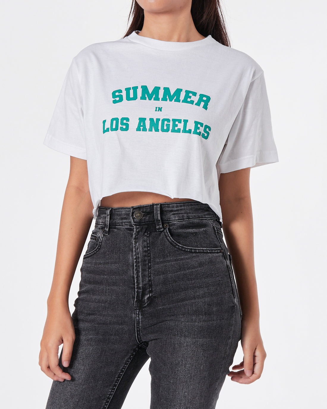 Summer In Los Angeles Lady White T-Shirt Crop Top 9.90