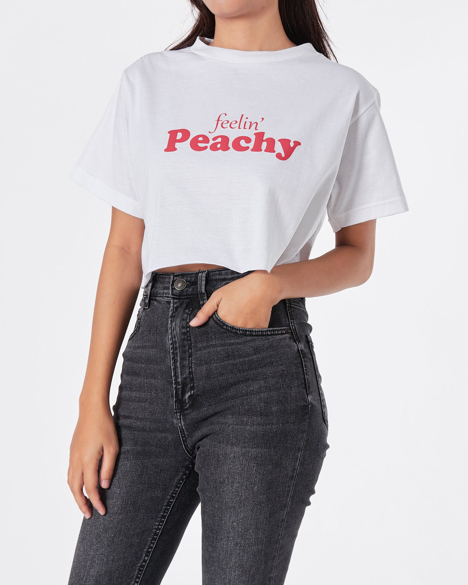 Peachy Lady White T-Shirt Crop Top 9.90