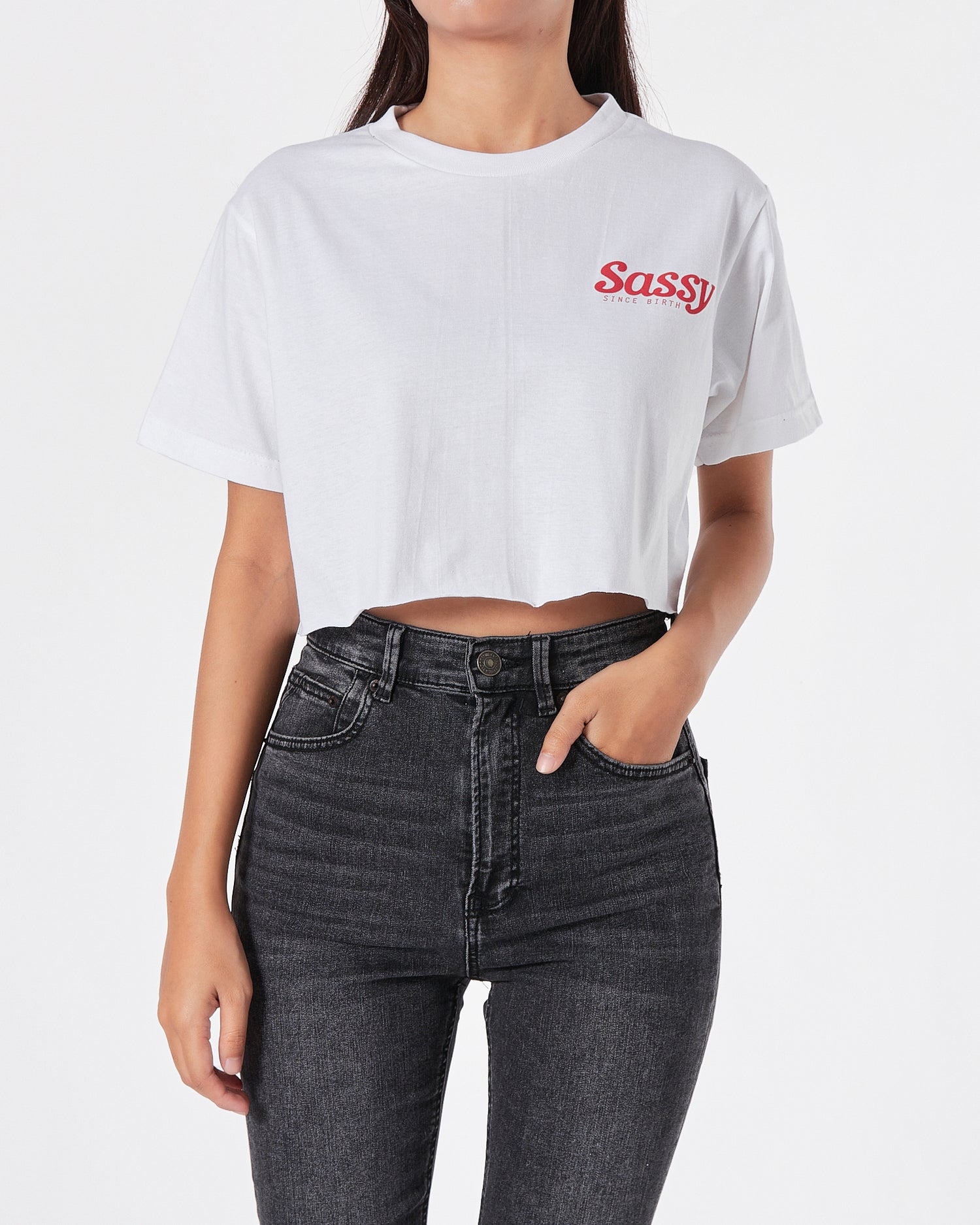 Sassy Lady WhiteT-Shirt Crop Top 9.90