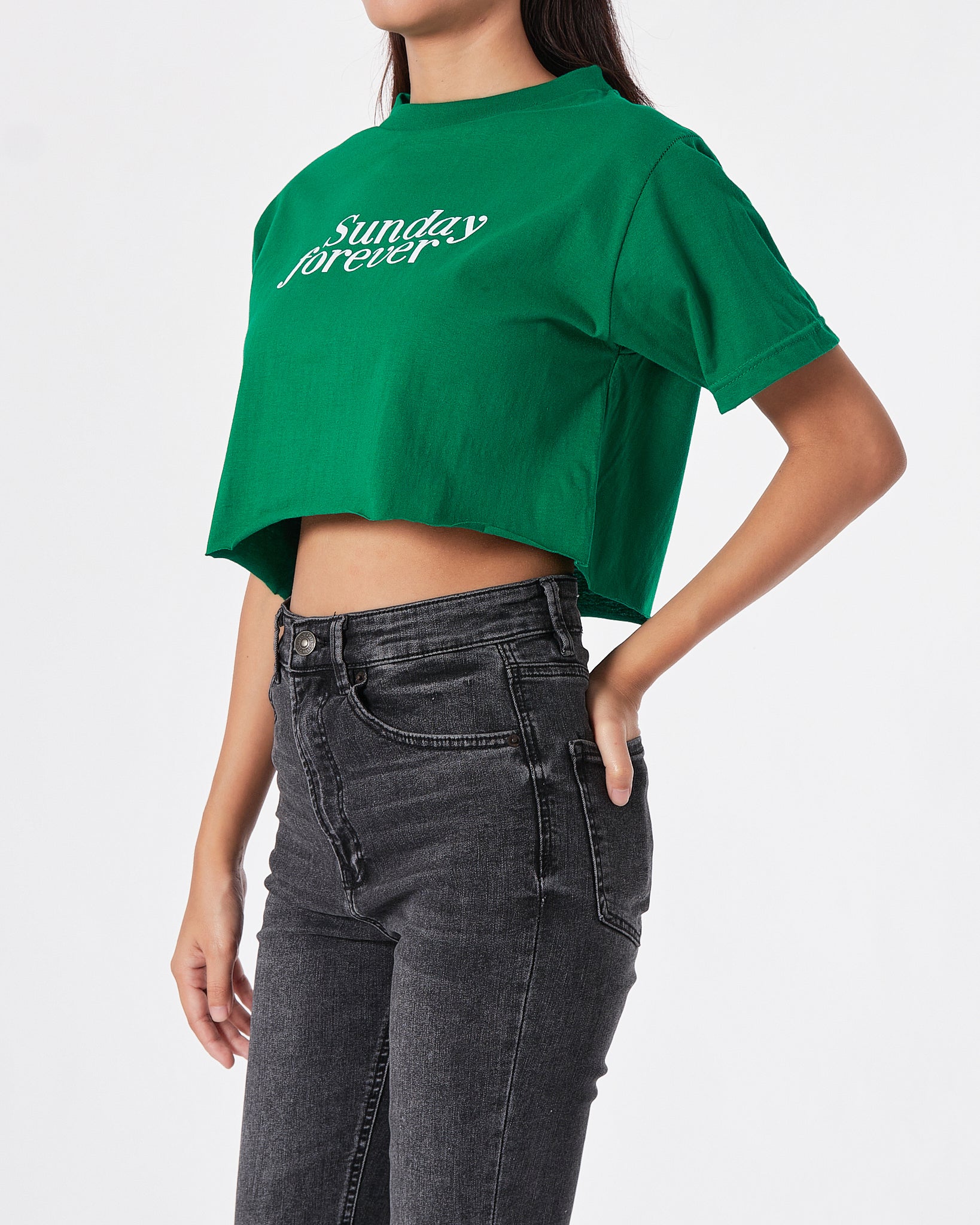 Sunday Forever Lady Green T-Shirt Crop Top 9.90