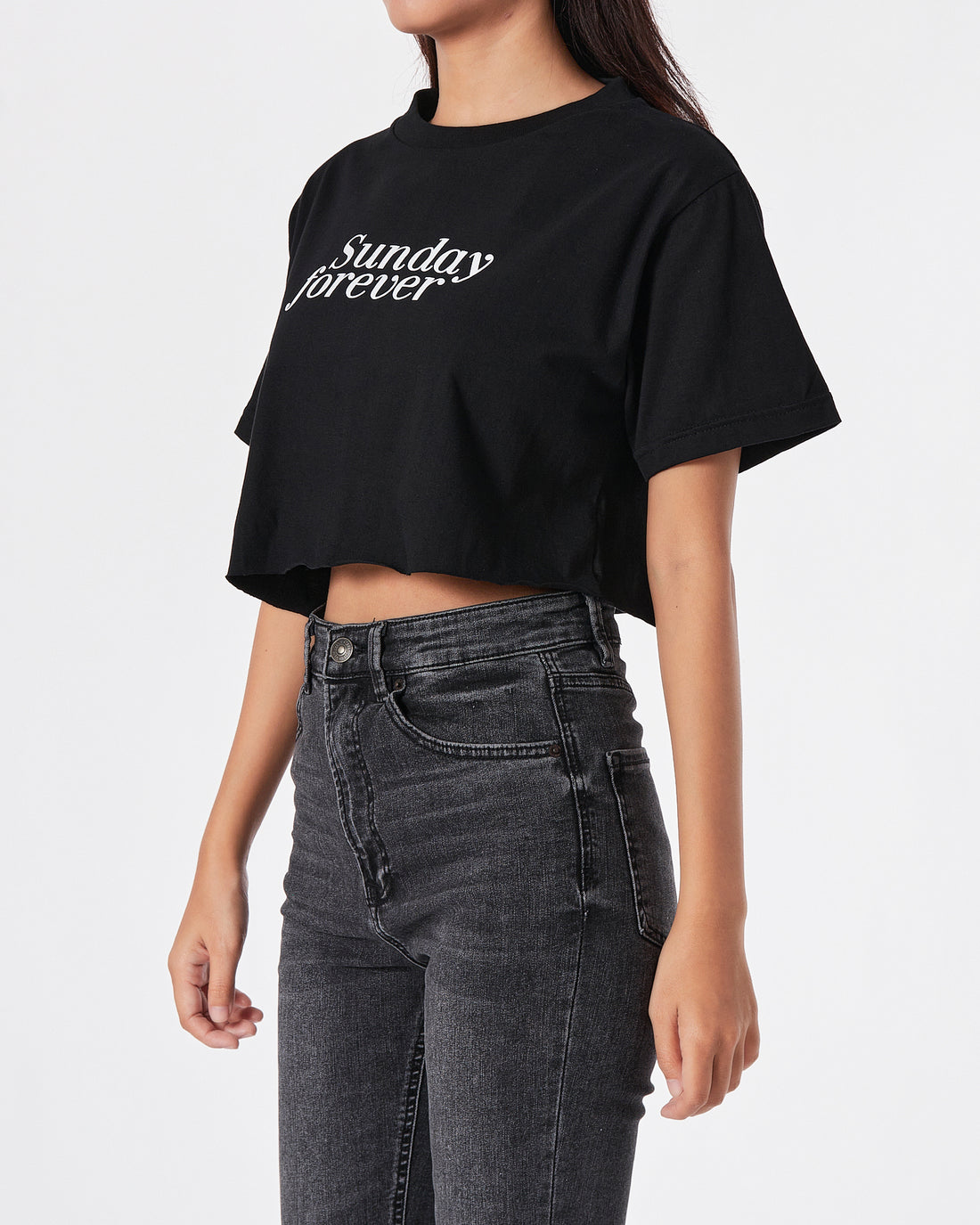 Sunday Forever Lady Black T-Shirt Crop Top 9.90