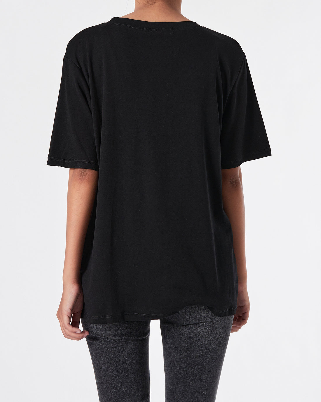 Star Rhinestone Oversize Lady Black T-Shirt 12.90