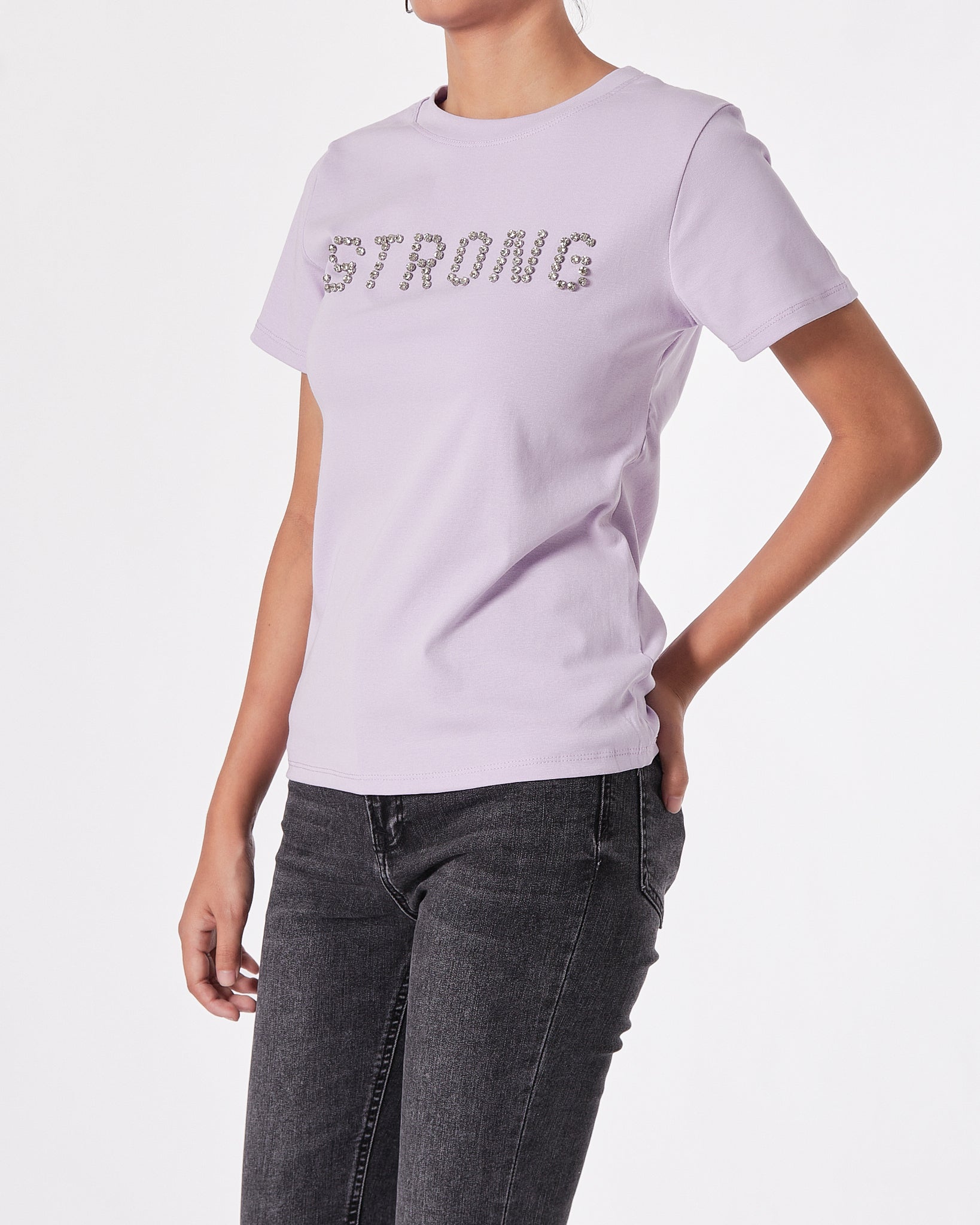Strong Rhinestone Lady Purple T-Shirt 11.90