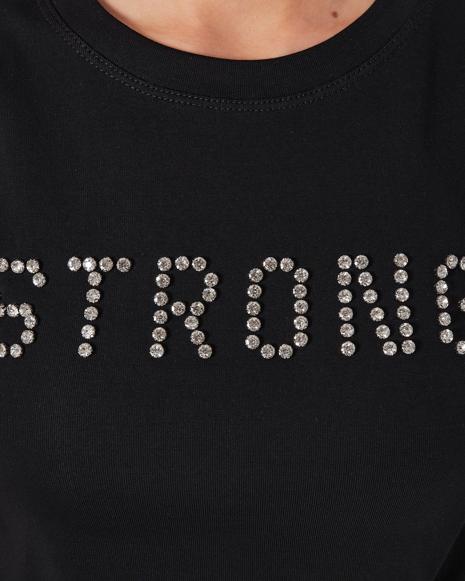 Strong Rhinestone Lady Black T-Shirt 11.90