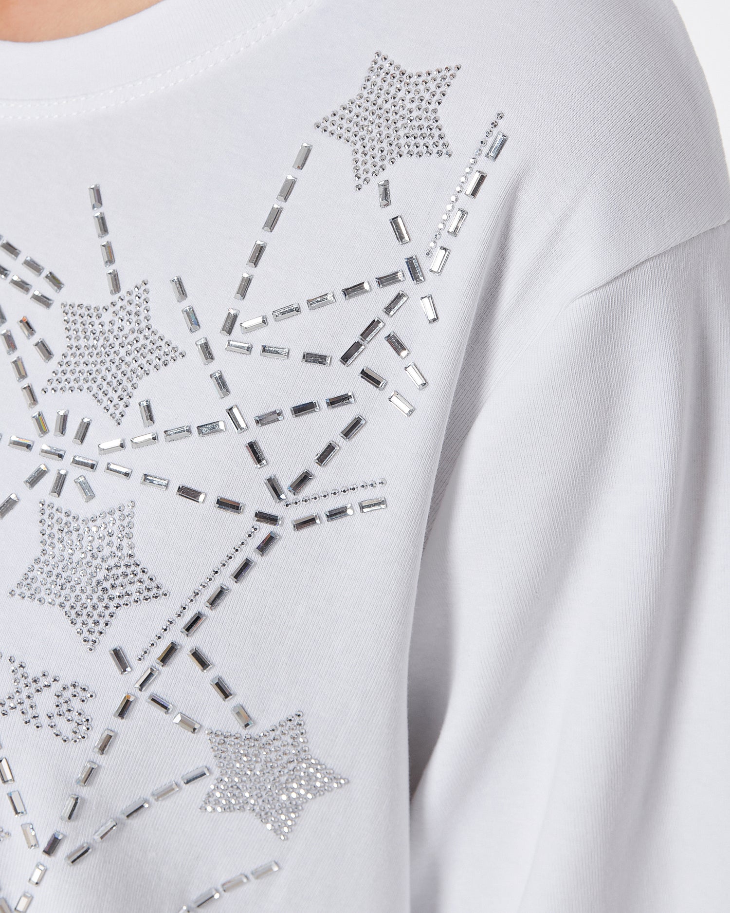 Star Rhinestone Oversize Lady White T-Shirt 12.90