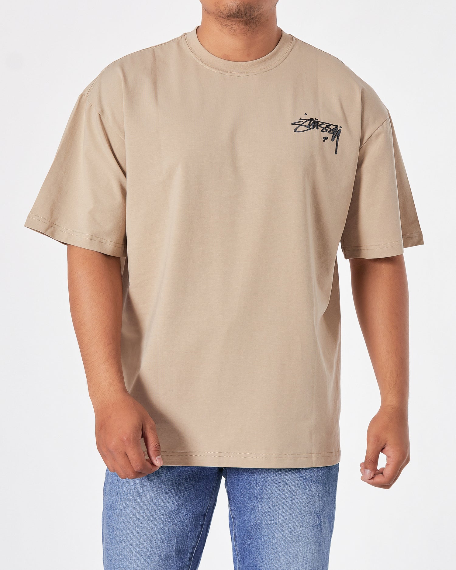 STU Front Back Logo Graffiti Printed Men Cream T-Shirt 20.90