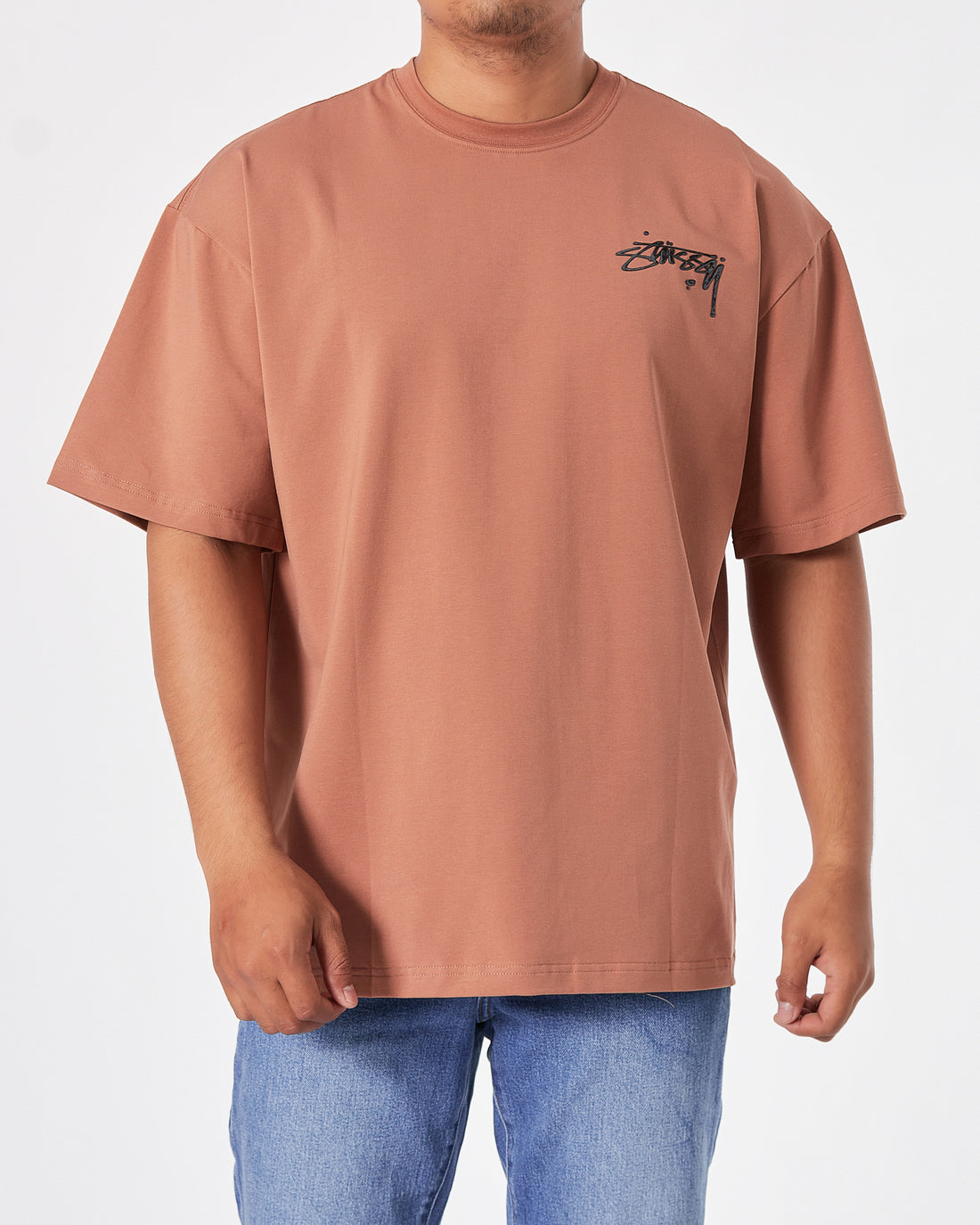 STU Front Back Logo Graffiti Printed Men Brown T-Shirt 20.90